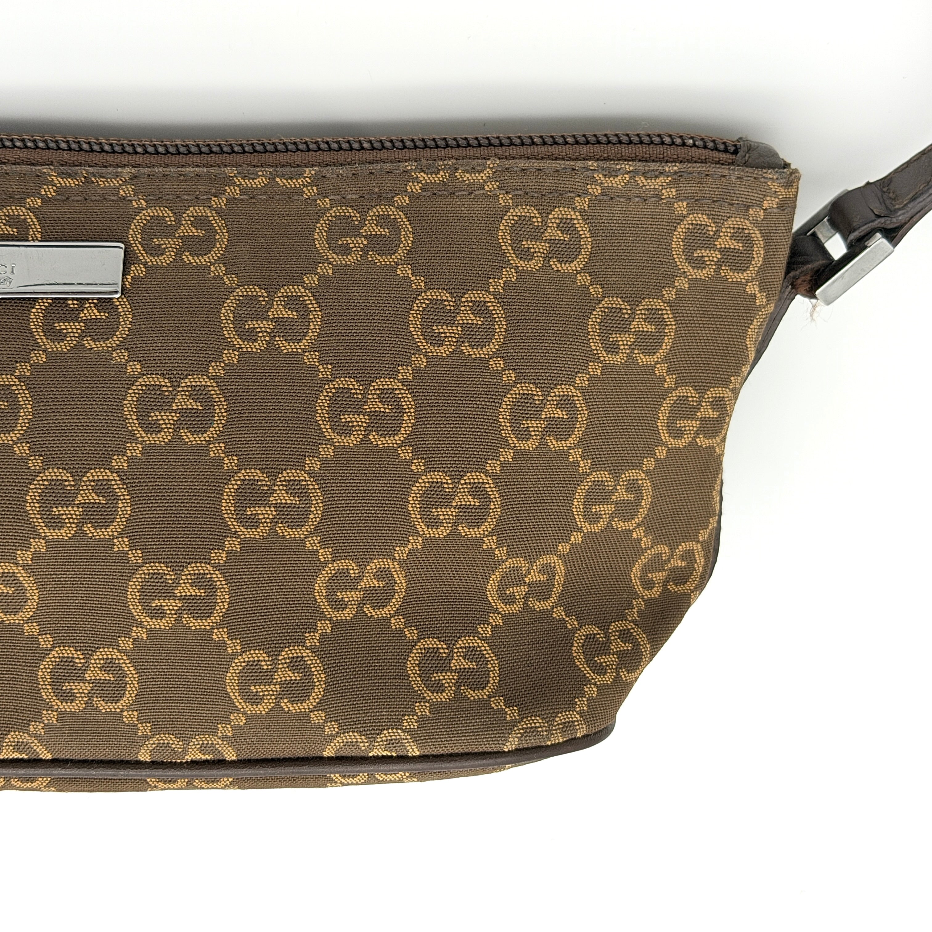 Gucci GG Monogram Pochette Boat Shoulder Bag Brown