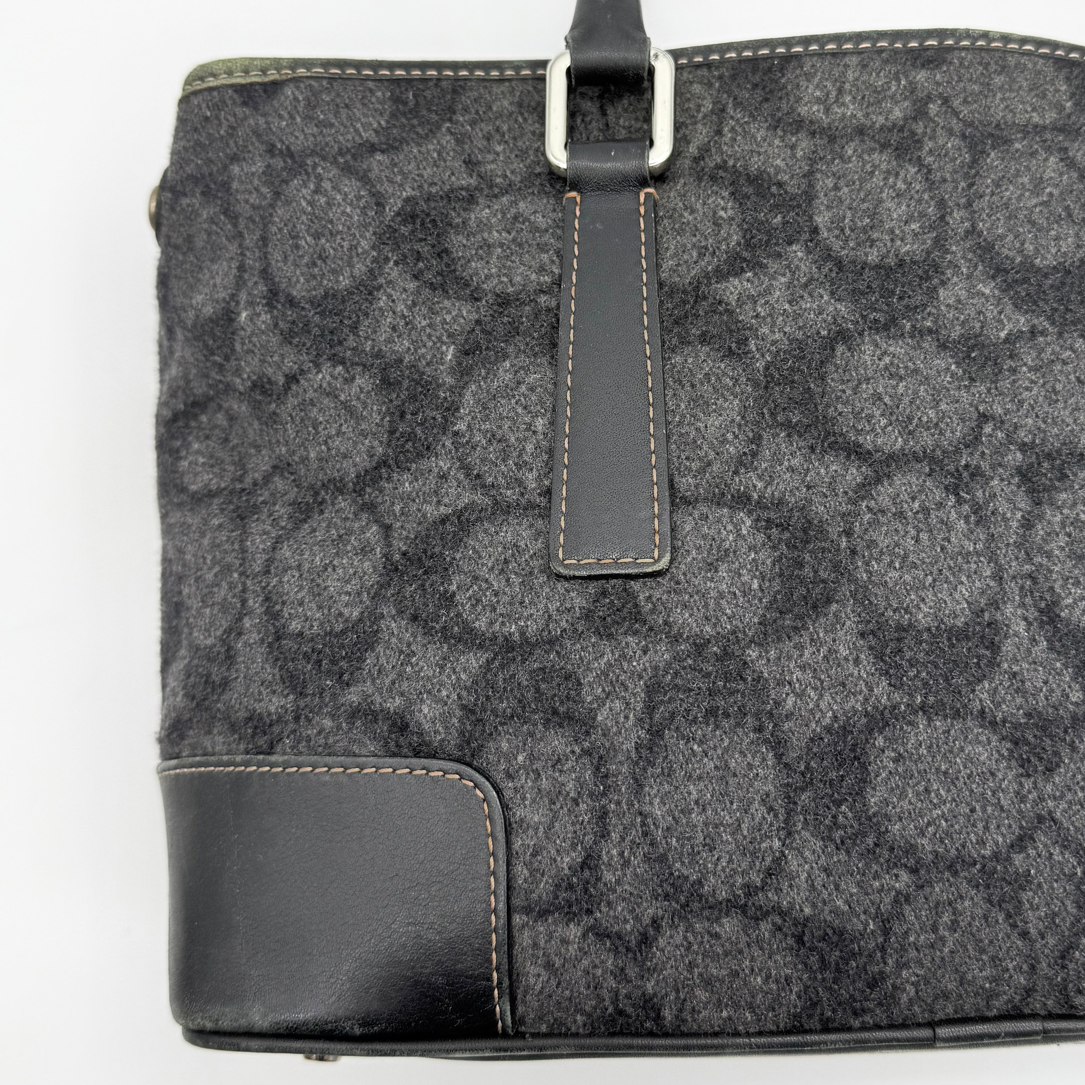 Coach Signature Canvas Wool Handbag Grey/Black