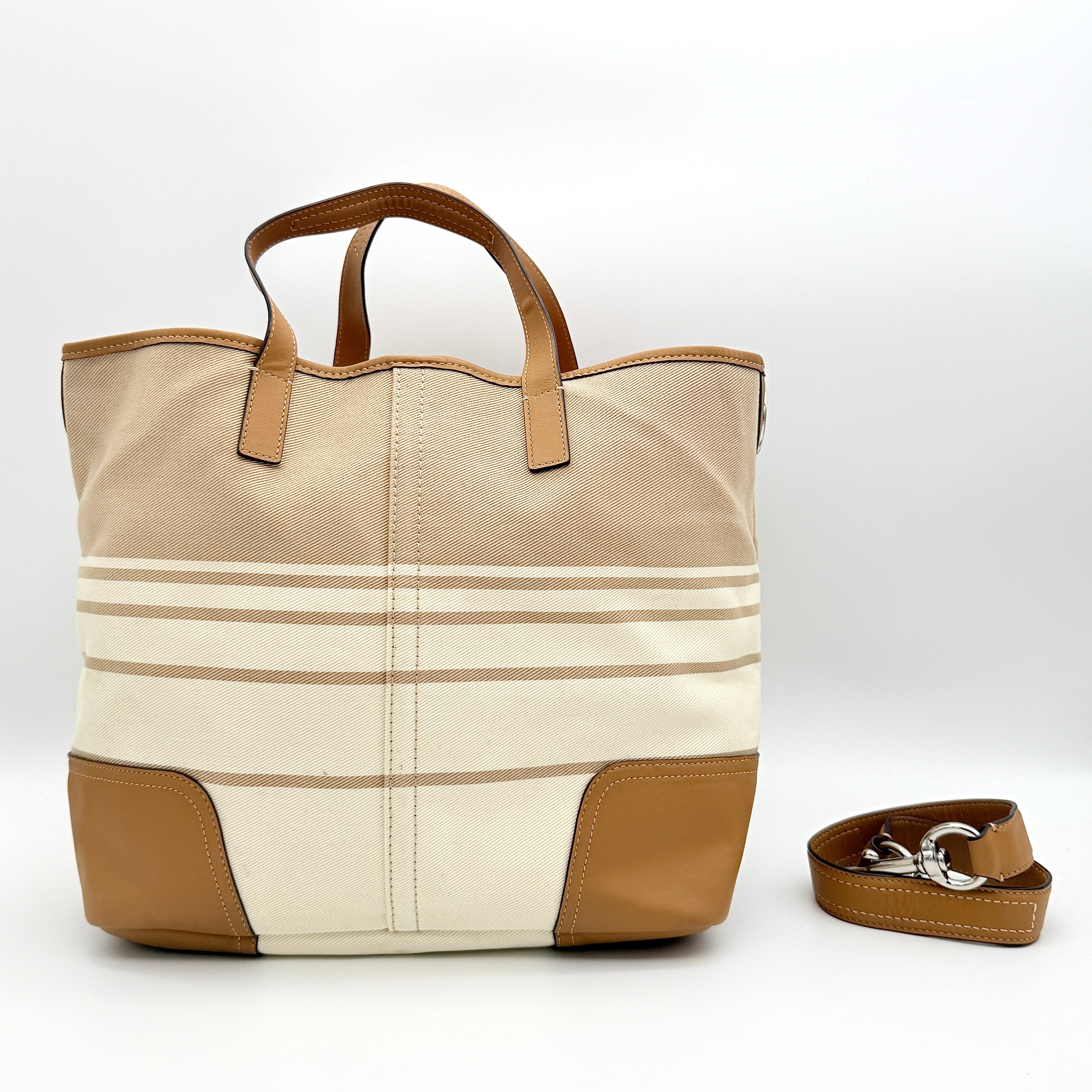 Coach 2Way Hadley Variegated Stripe Handbag Beige/Tan
