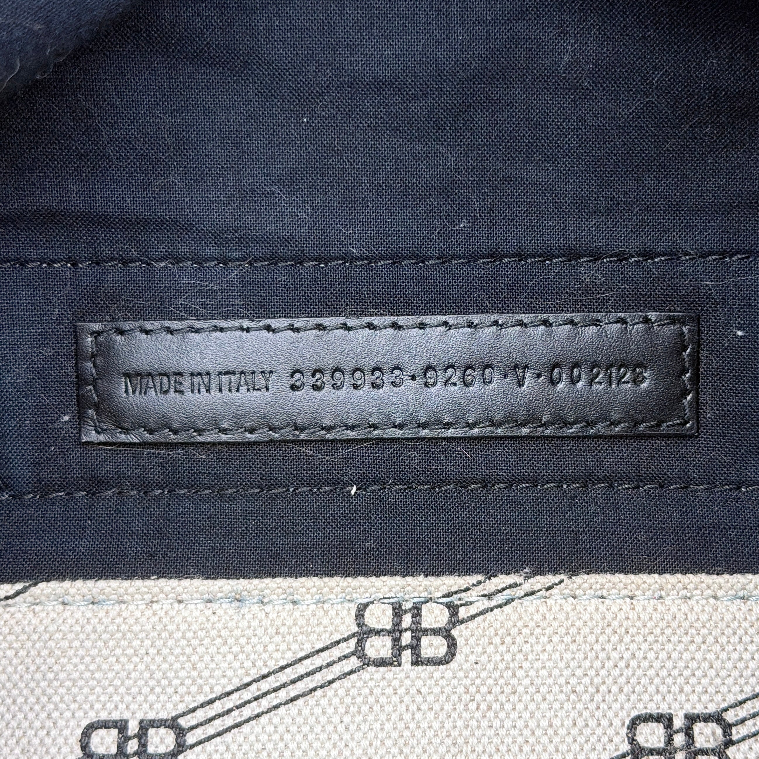 Balenciaga BB Navy Cabas Hobo Tote Bag Black/Cream