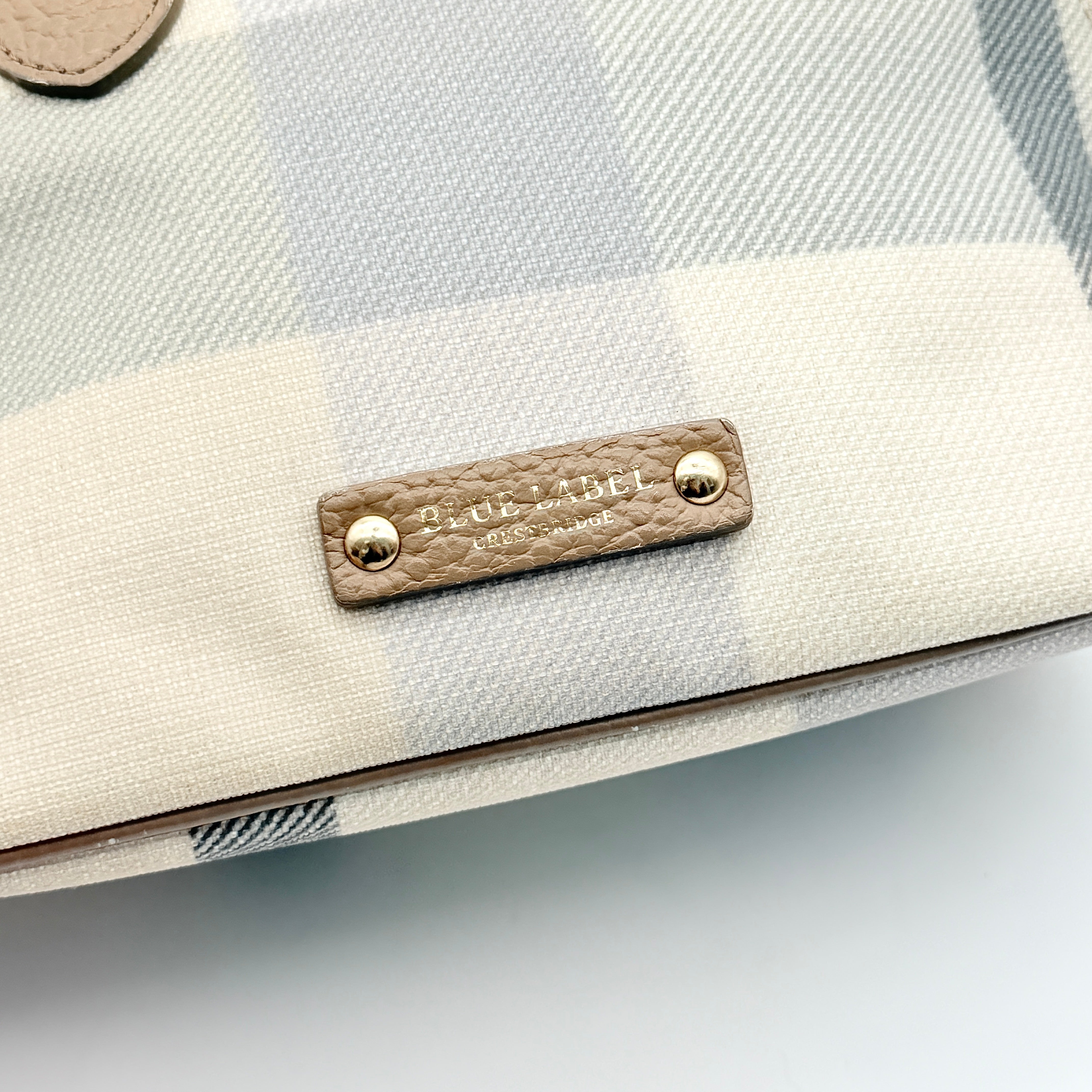 Burberry Blue Label 2Way Dome Check Shoulder Bag White/Brown