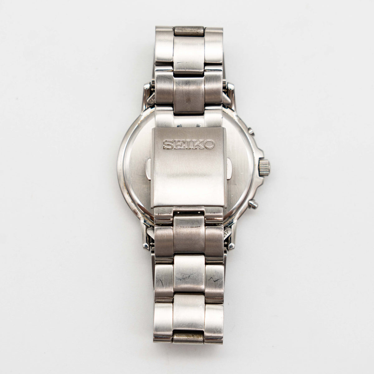 Seiko 7B52-0AF0 Black Dial Stainless Steel Watch