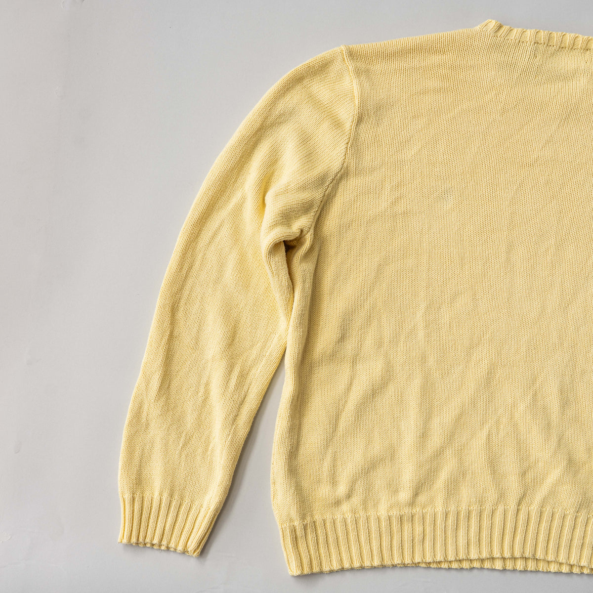 Polo Ralph Lauren yellow cotton knit crewneck sweater, XXL, with navy embroidered logo on the chest.