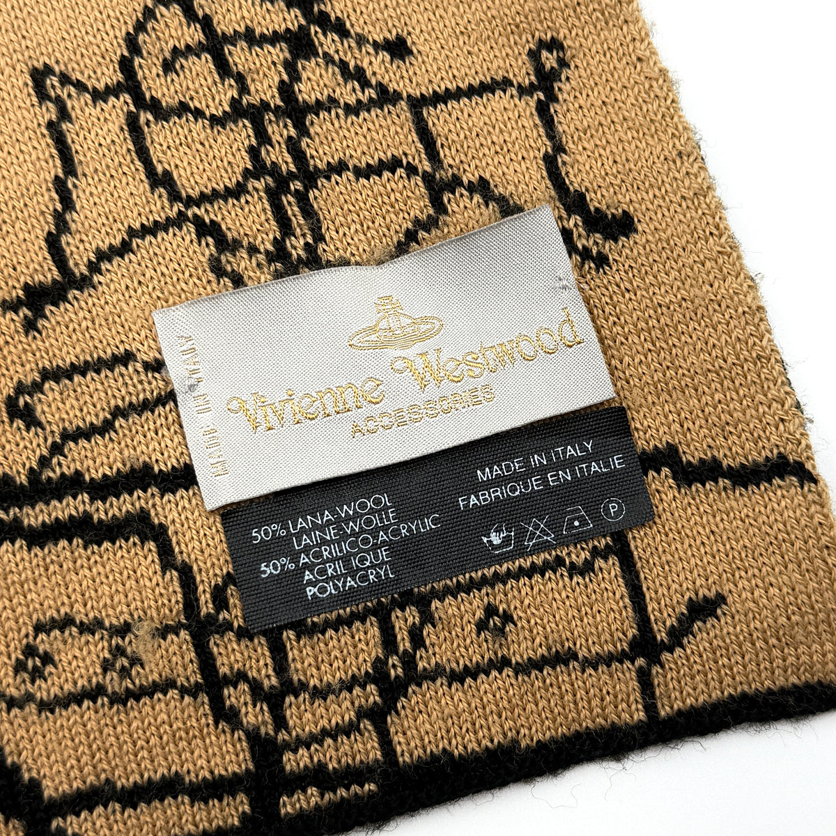 Vivienne Westwood Orb Monogram Reversible Scarf Beige/Black