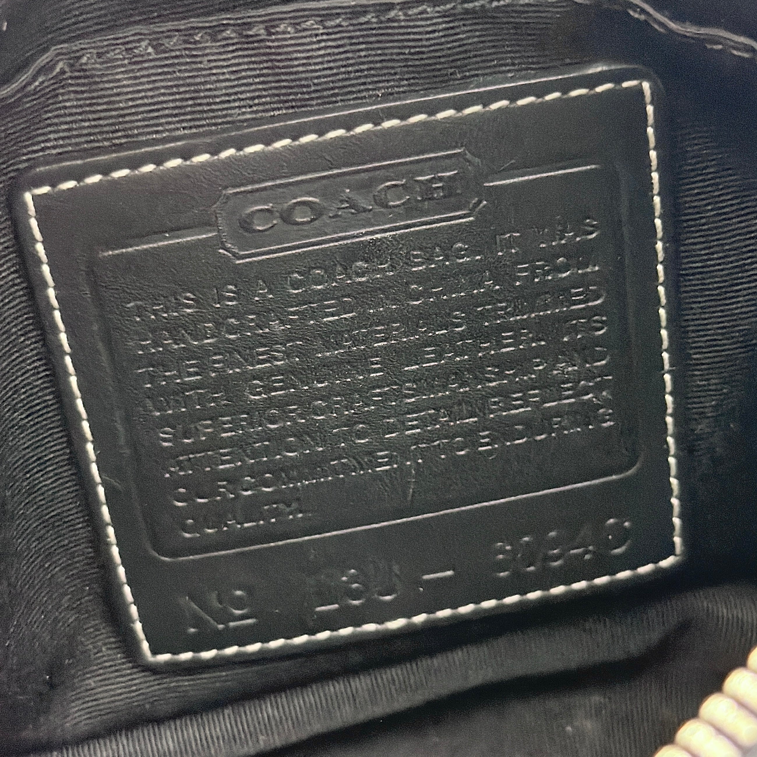 Coach Y2K Demi Shoulder Bag in grey and black signature jacquard with leather trim and silver hardware.