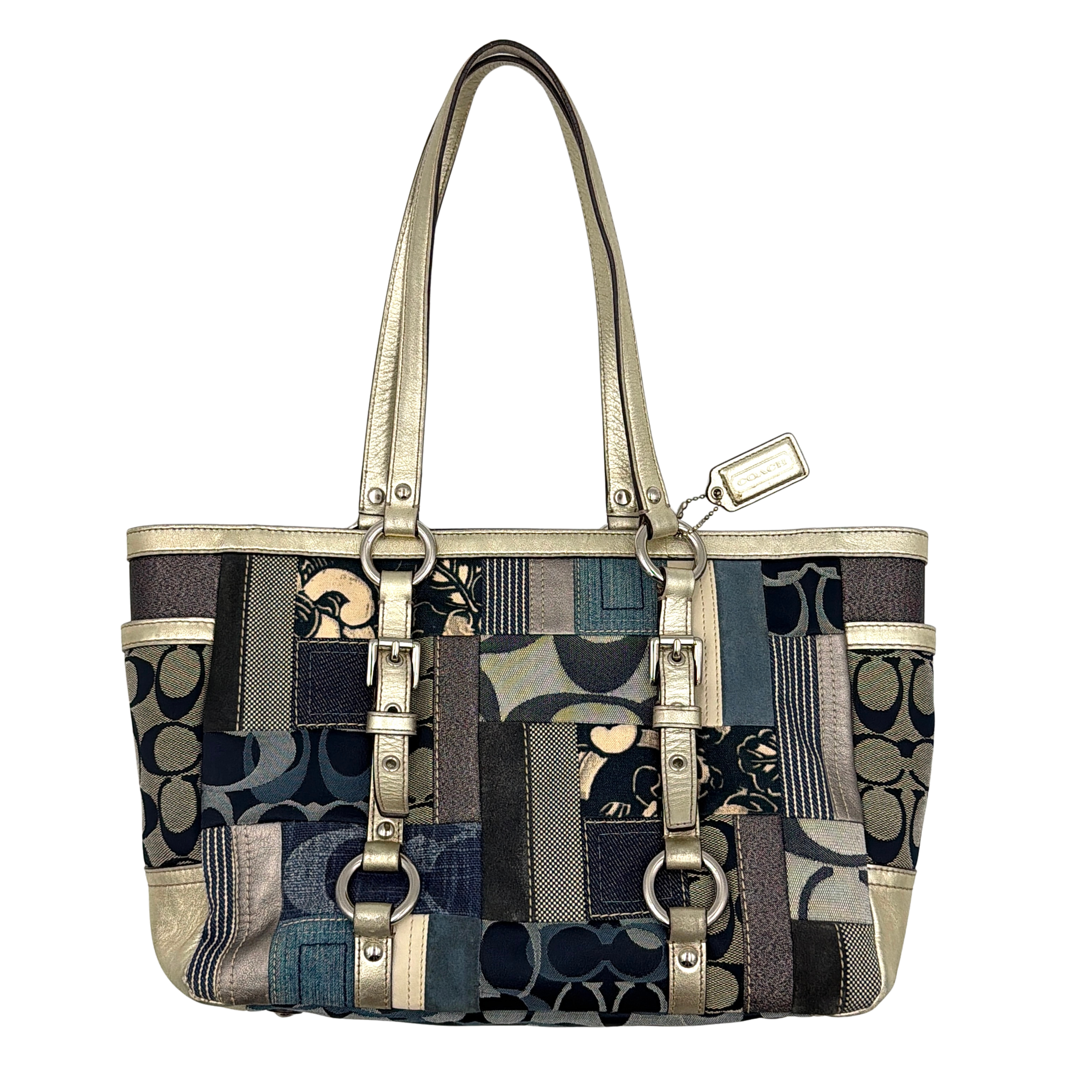 Coach Y2K Denim Patchwork Shoulder Bag Blue