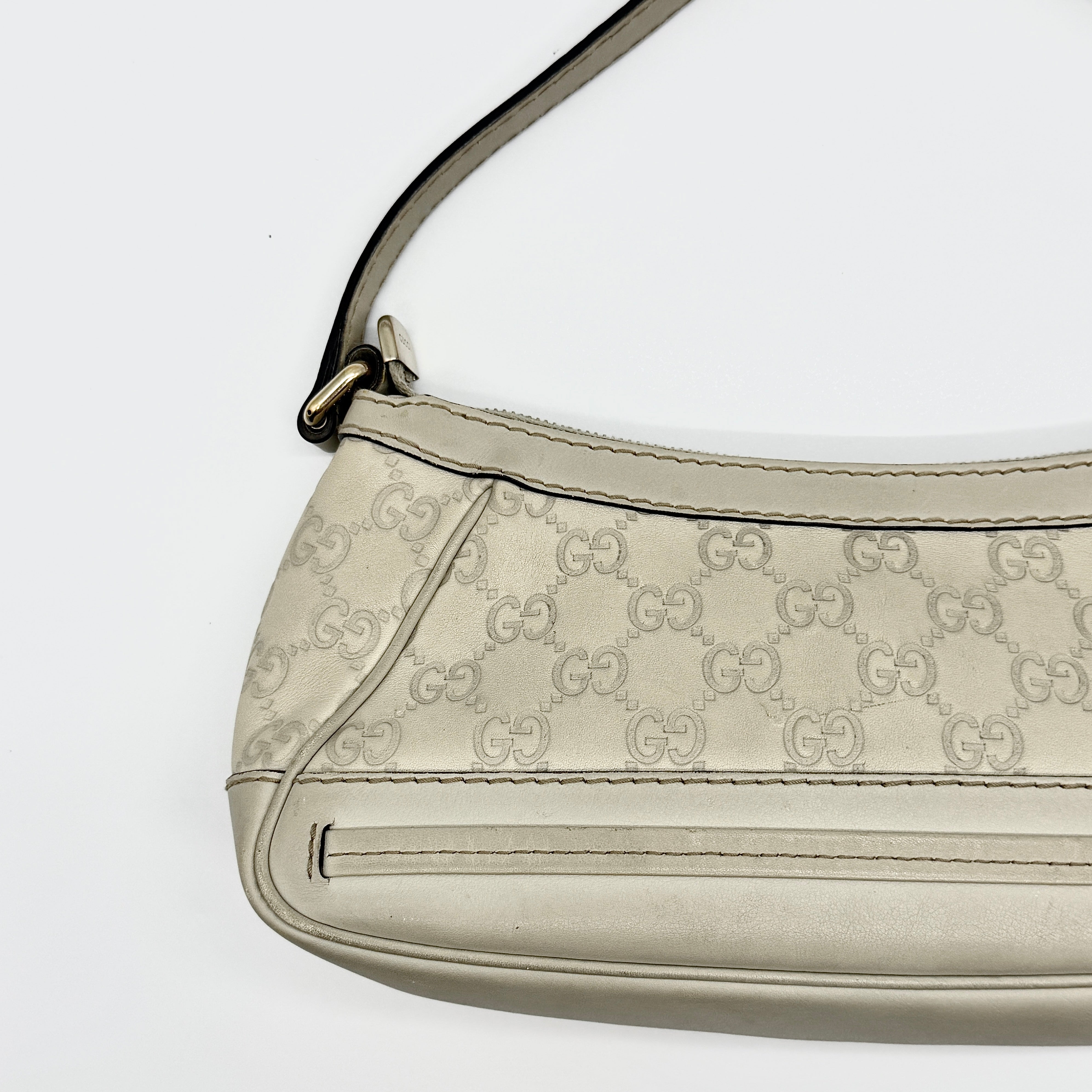Gucci Guccissima Mayfair Ribbon Shoulder Bag Ivory