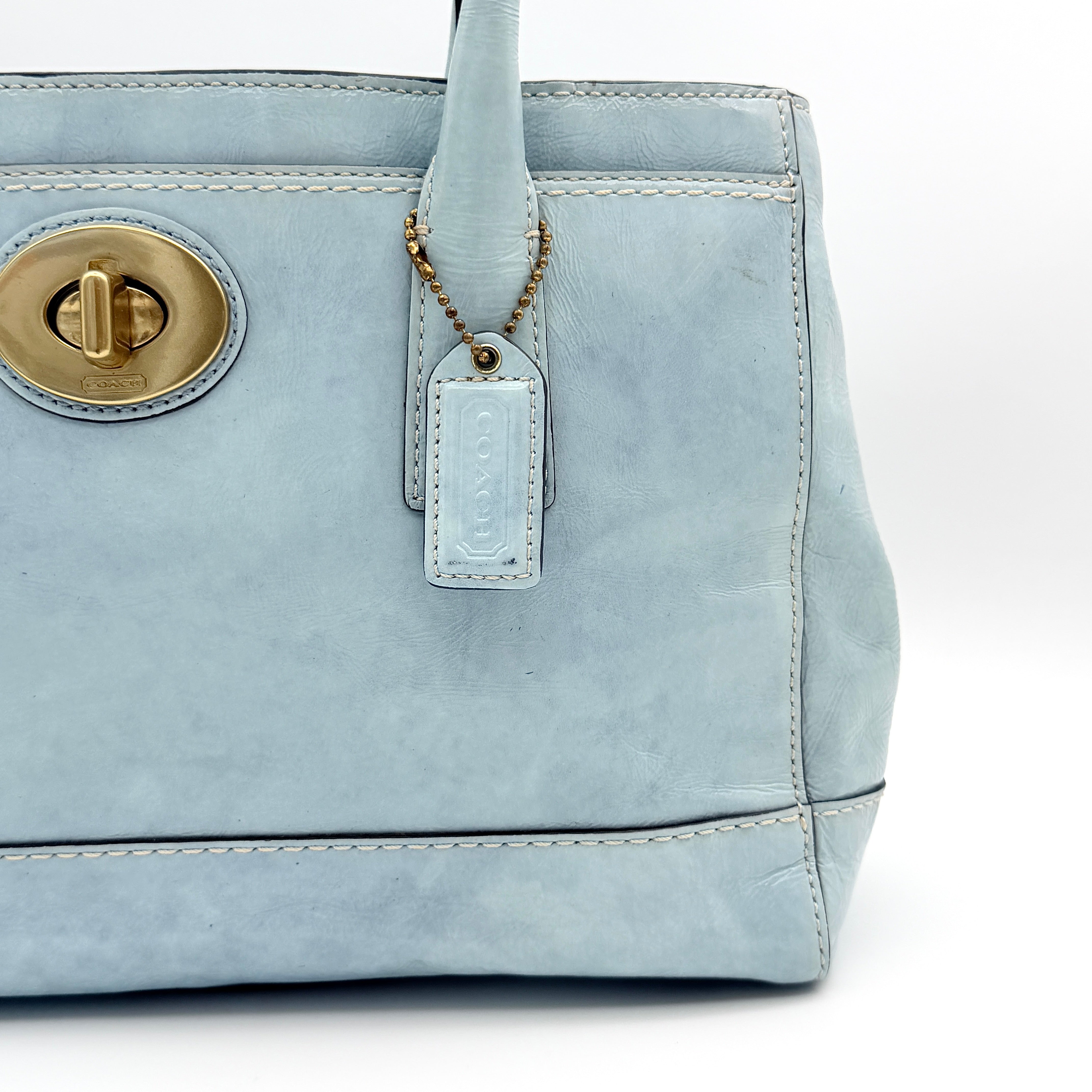 Coach Madeline Turnlock Handbag Baby Blue