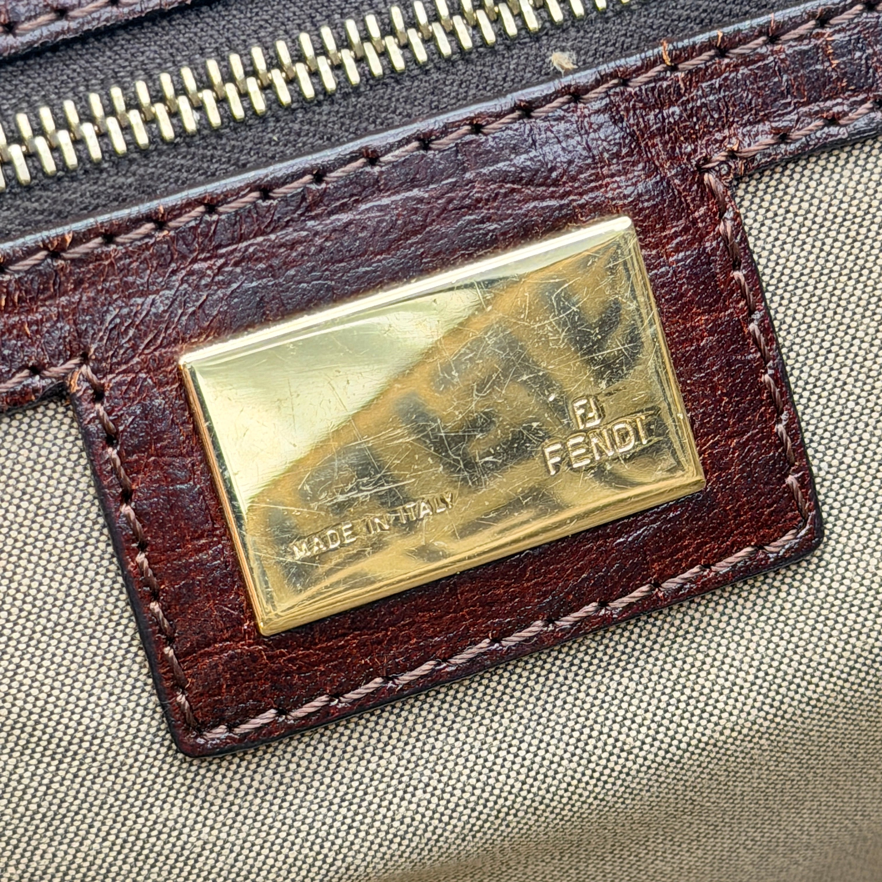 Fendi FF Zuccchino Shoulder Bag Brown