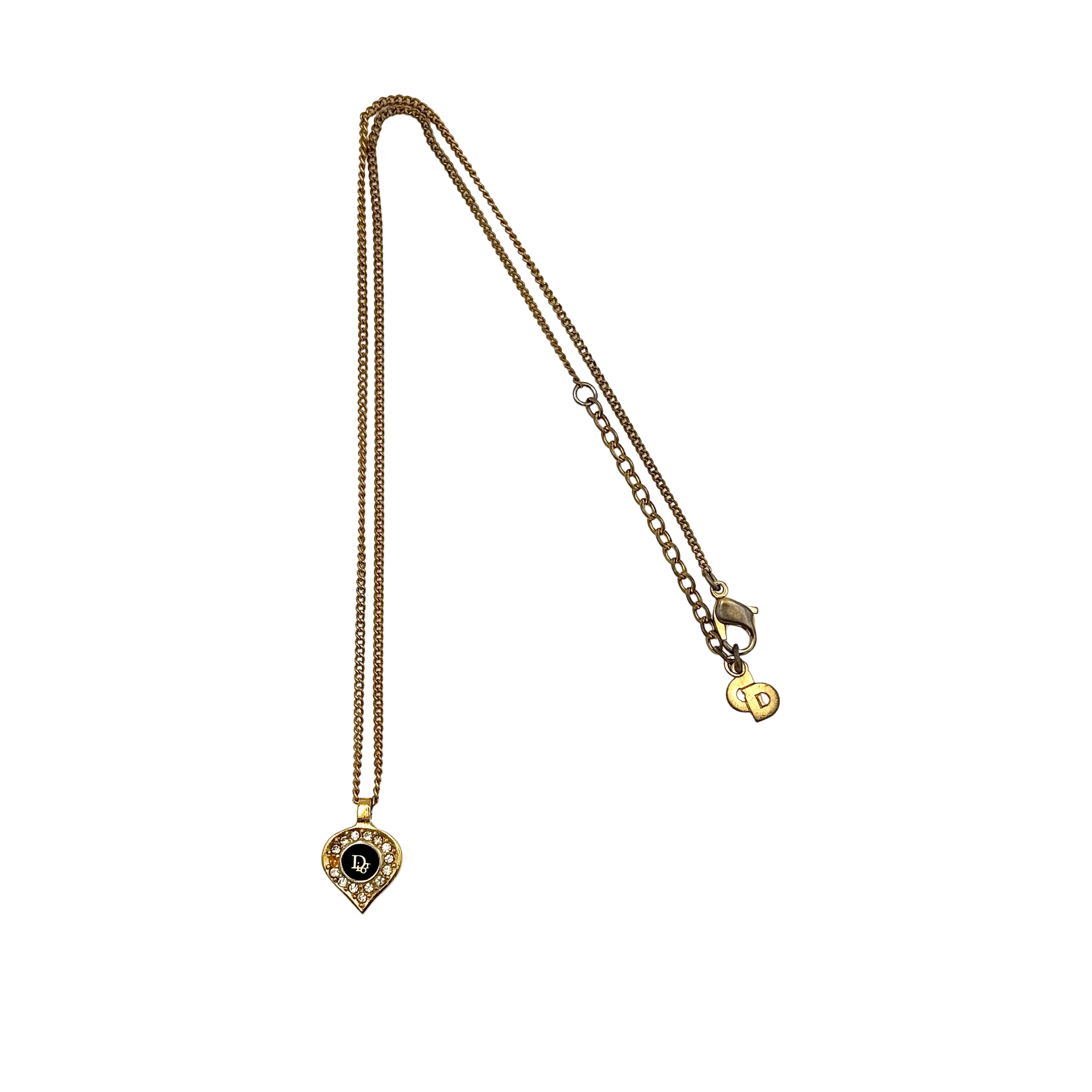 Dior Rhinestone Necklace Gold
