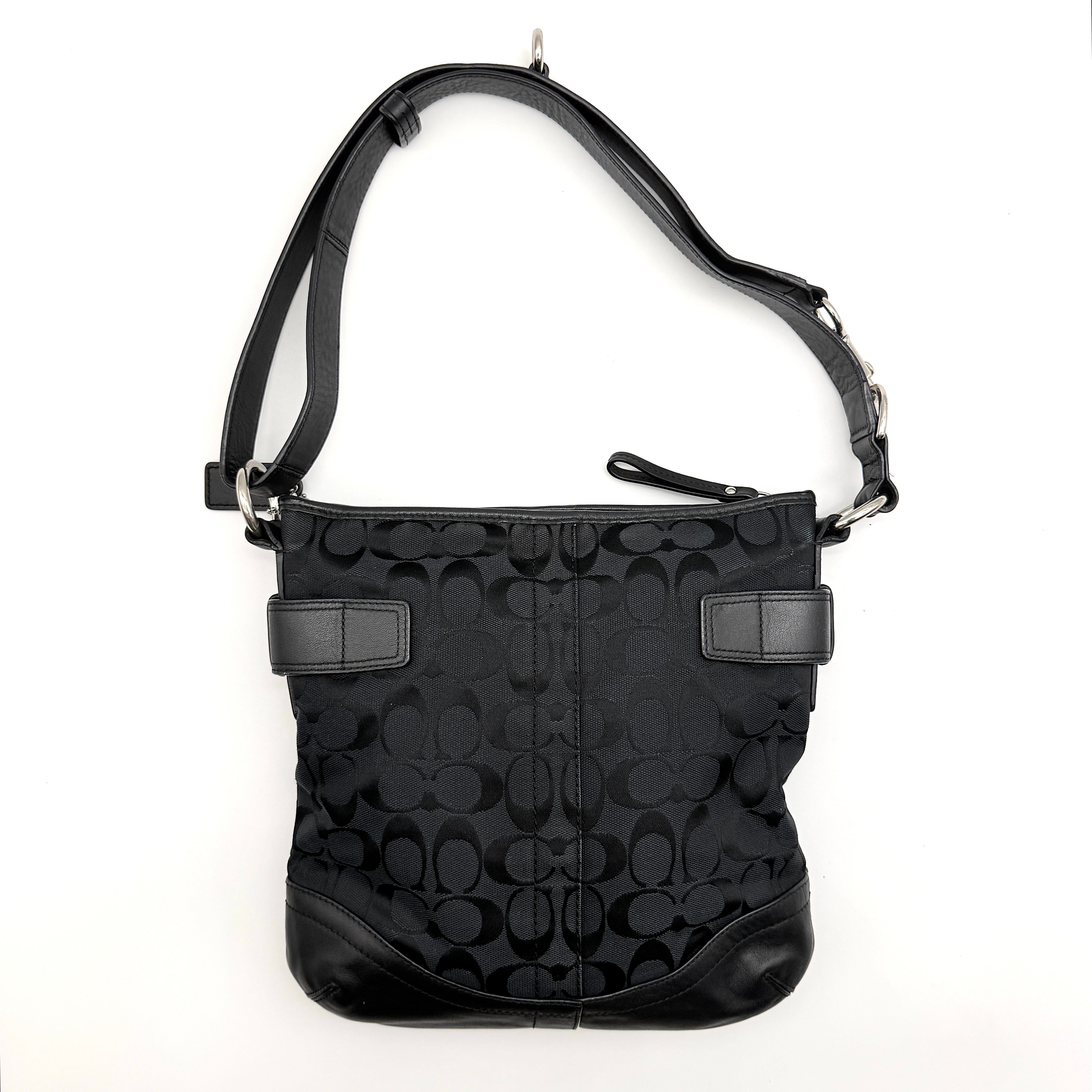 Coach 2Way Signature Canvas Crossbody Bag Black