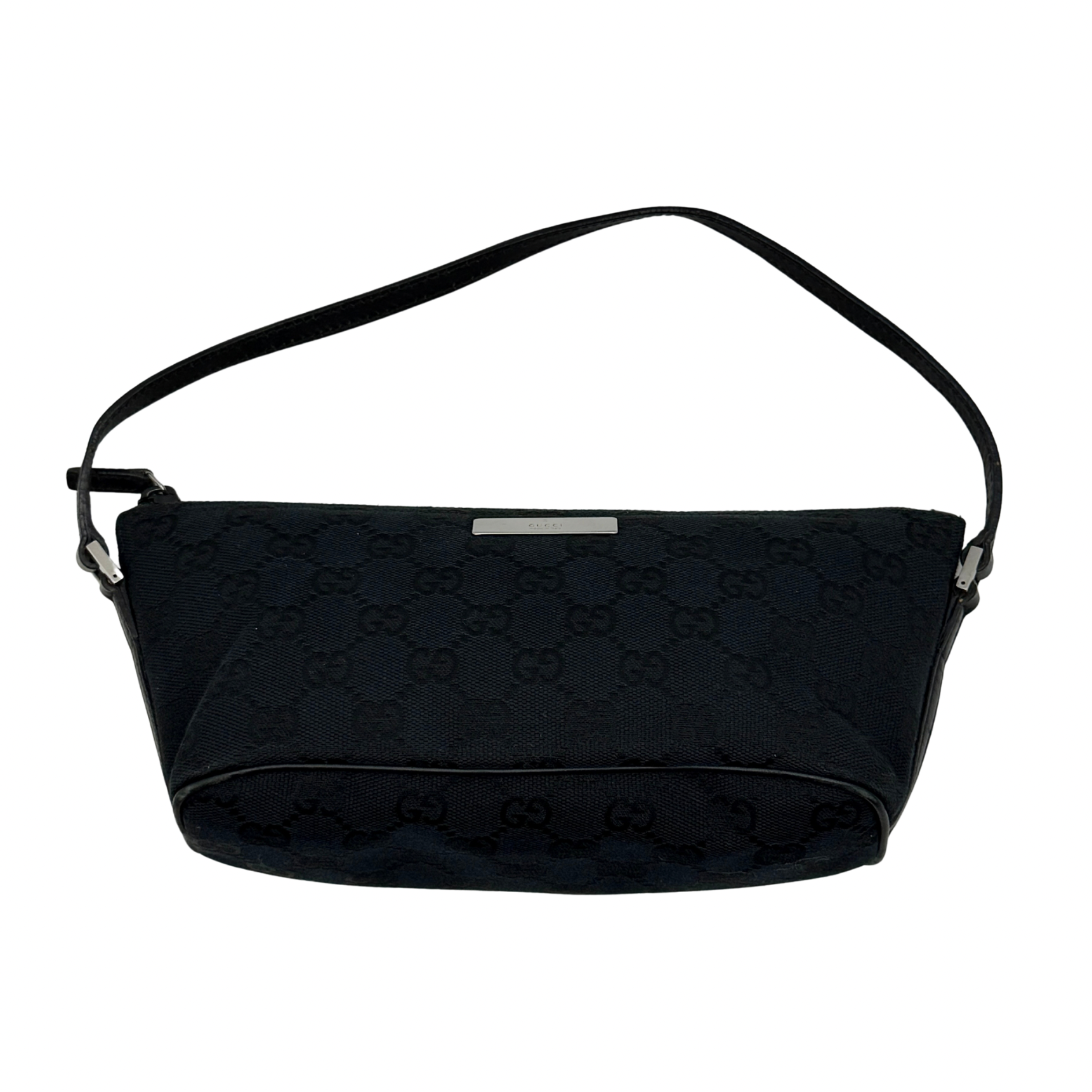 Gucci GG Monogram Pochette Boat Shoulder Bag Black