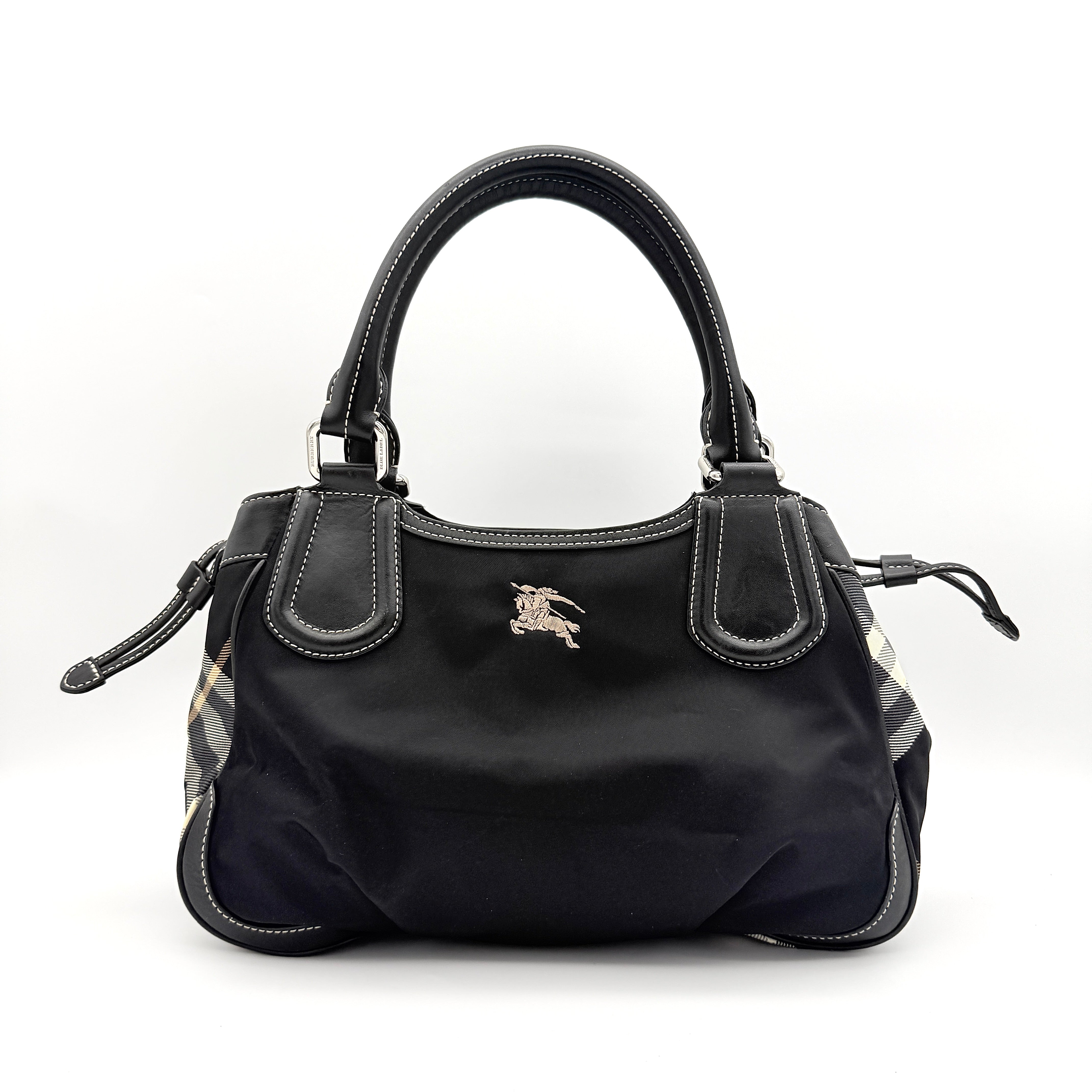 Burberry Blue Label Nova Check Logo Nylon Shoulder bag Black/Grey