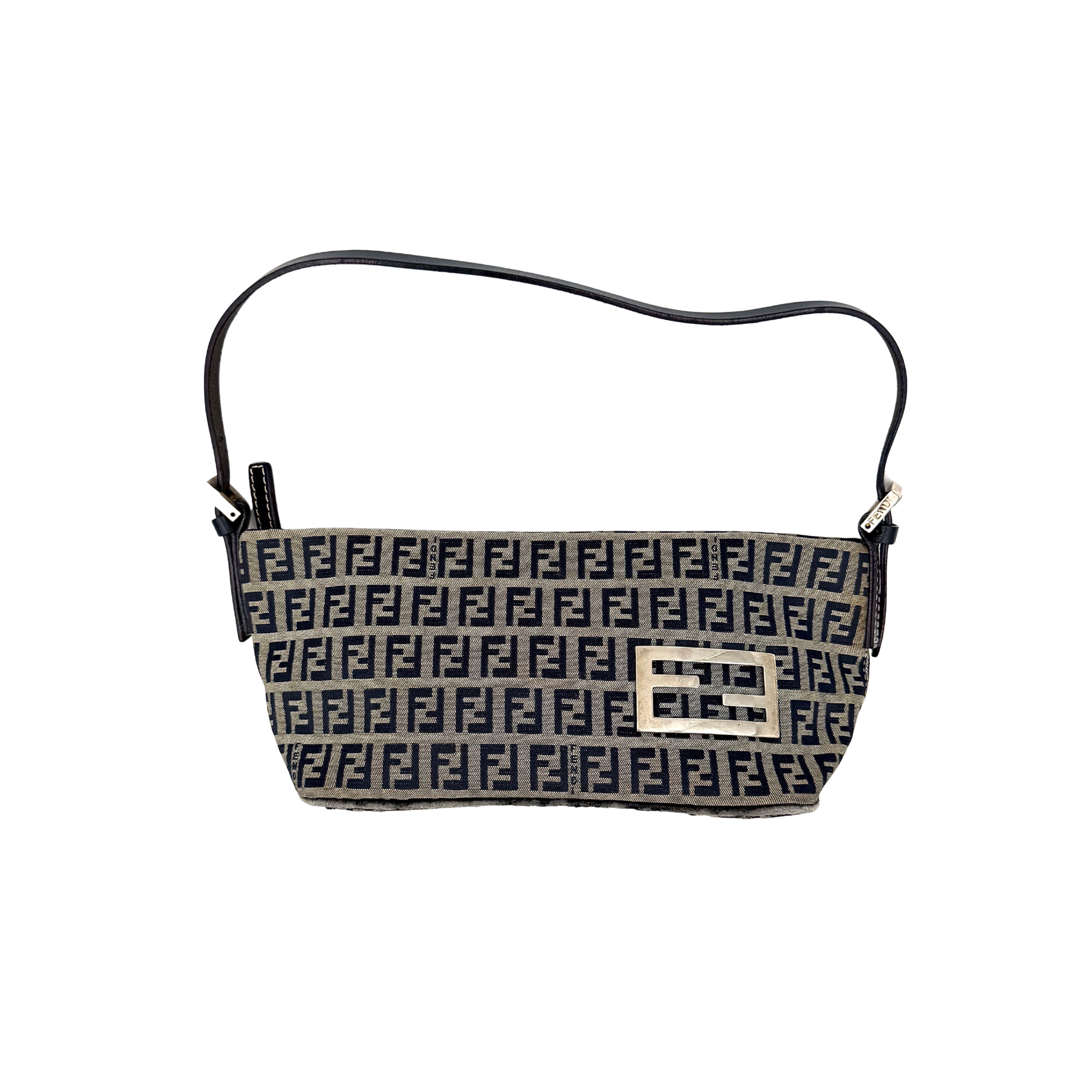 Fendi FF Zucca Boat Pochette Shoulder Bag Grey/Black