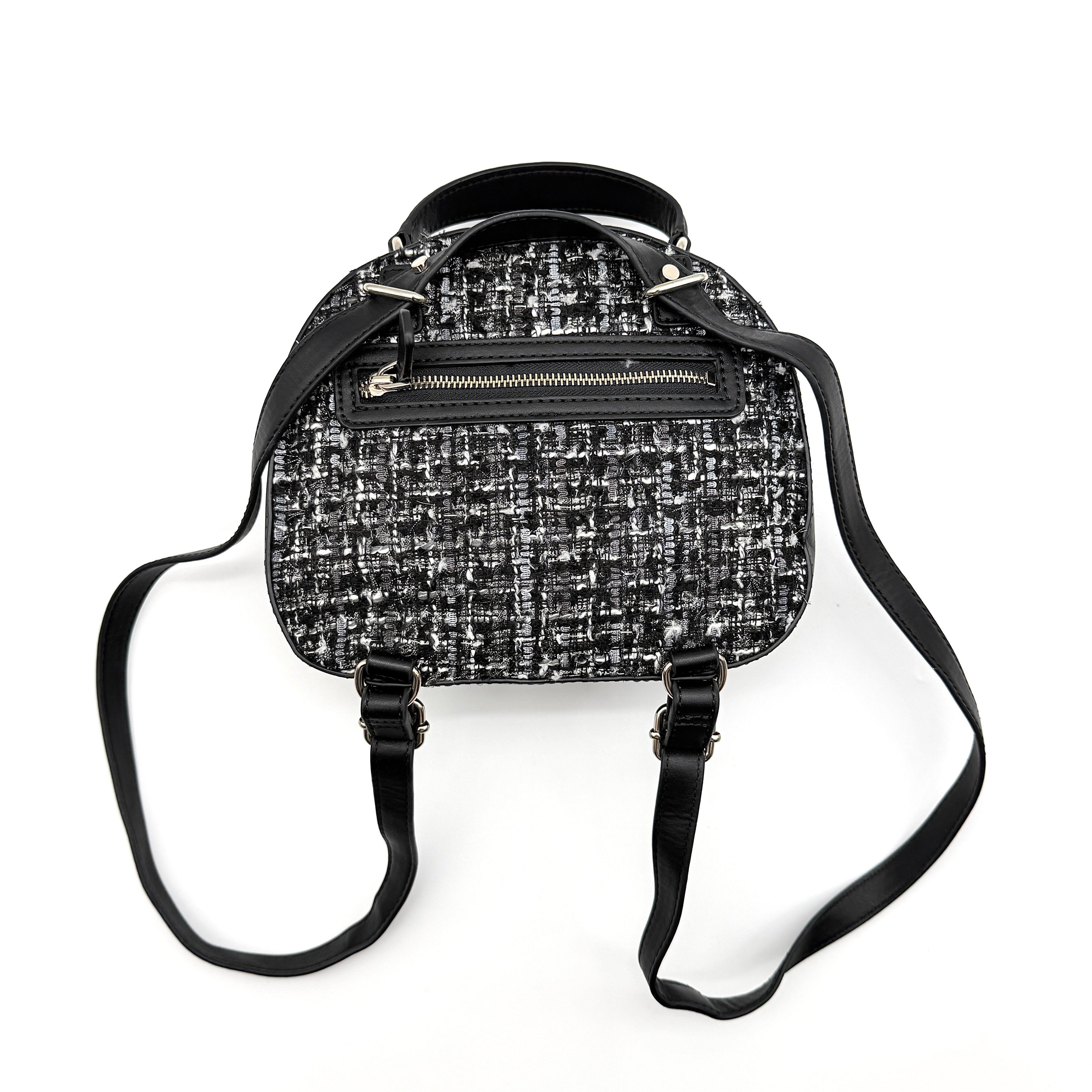 Guess Viola Tweed Convertible Crossbody Backpack Black