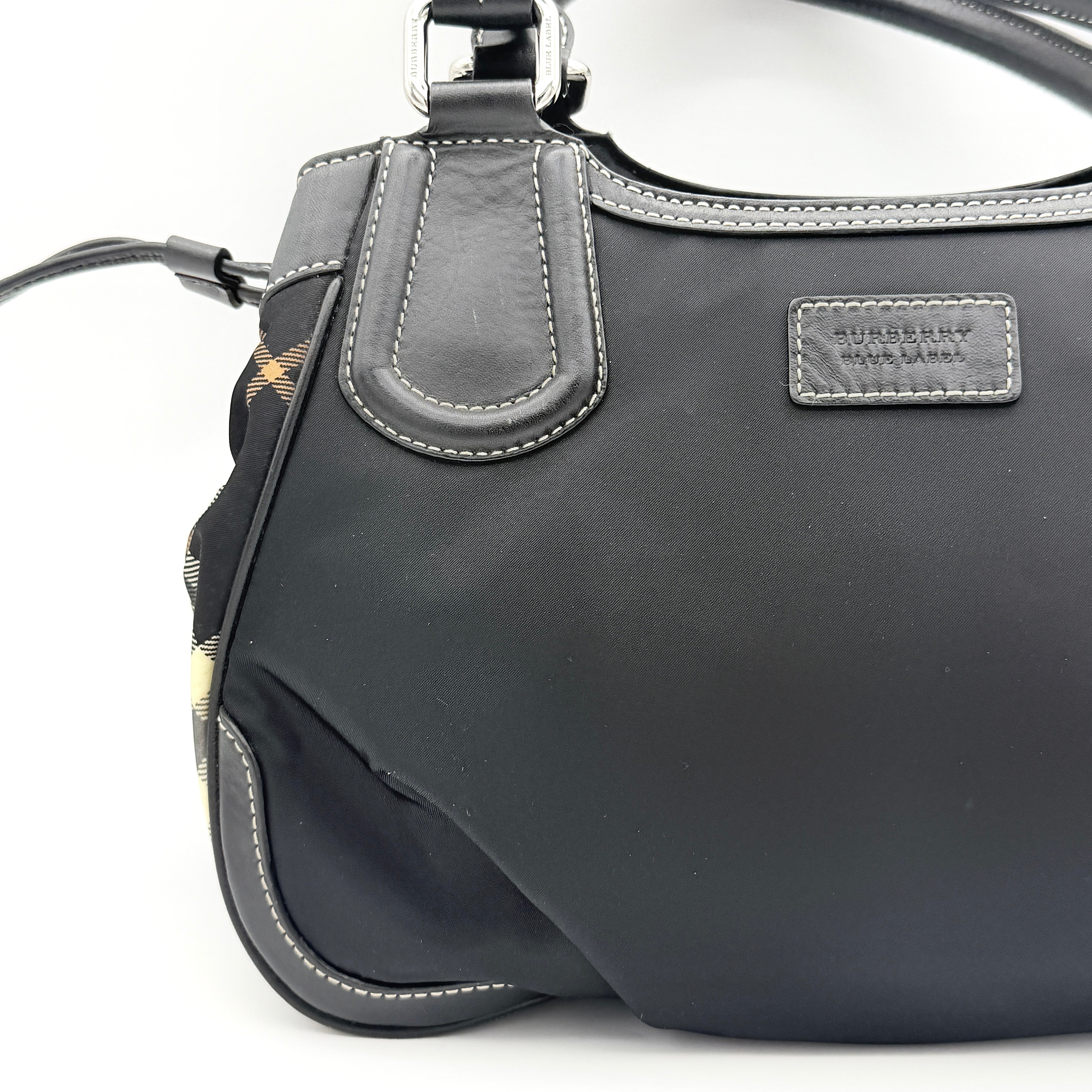Burberry Blue Label Nova Check Logo Nylon Shoulder bag Black/Grey