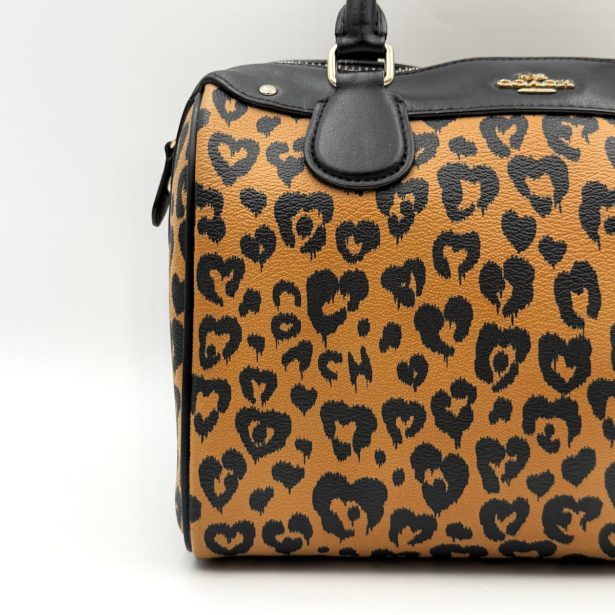 Coach 2Way Wild Heart Leopard Mini Bennett Boston Bag Brown/Black
