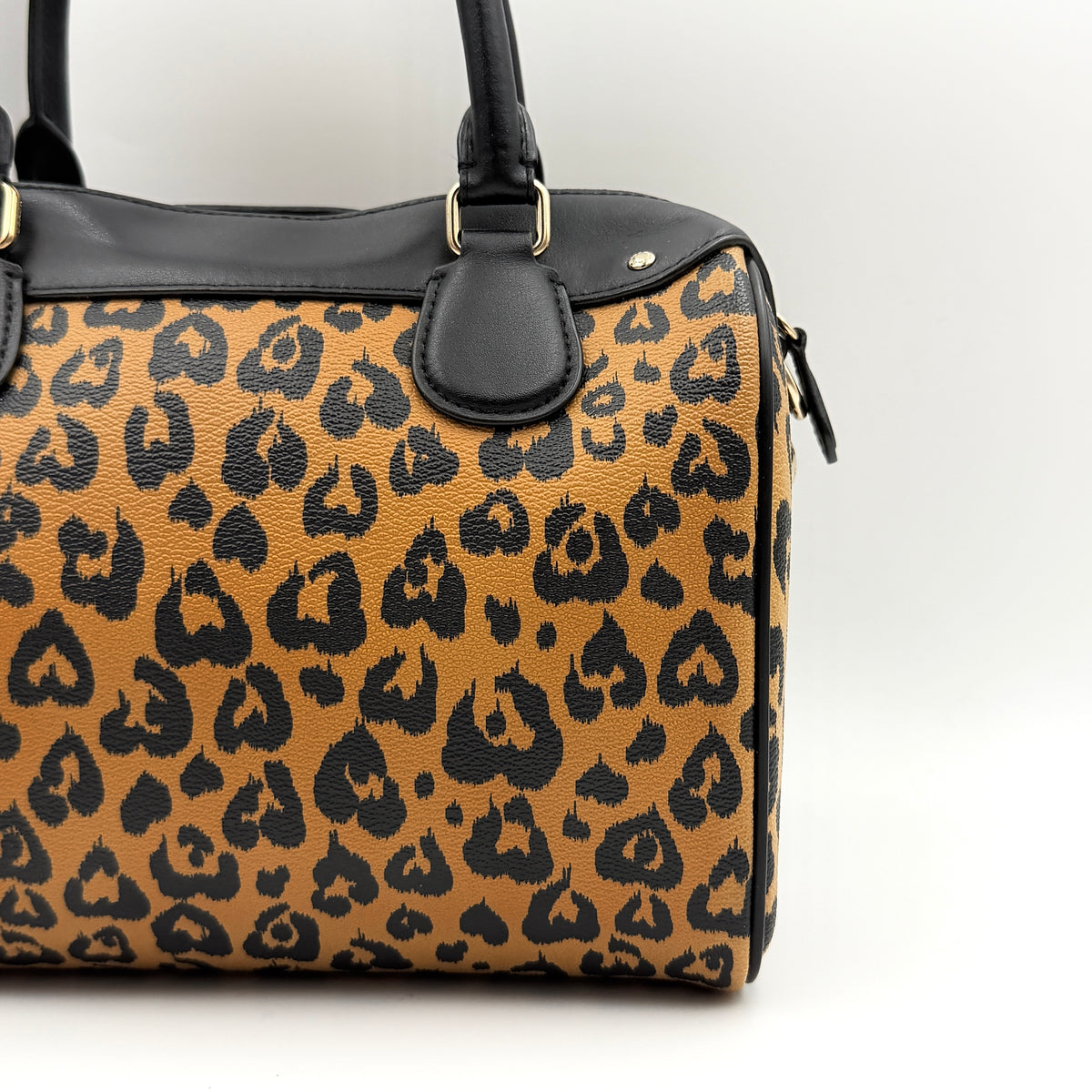 Coach 2Way Wild Heart Leopard Mini Bennett Boston Bag Brown/Black