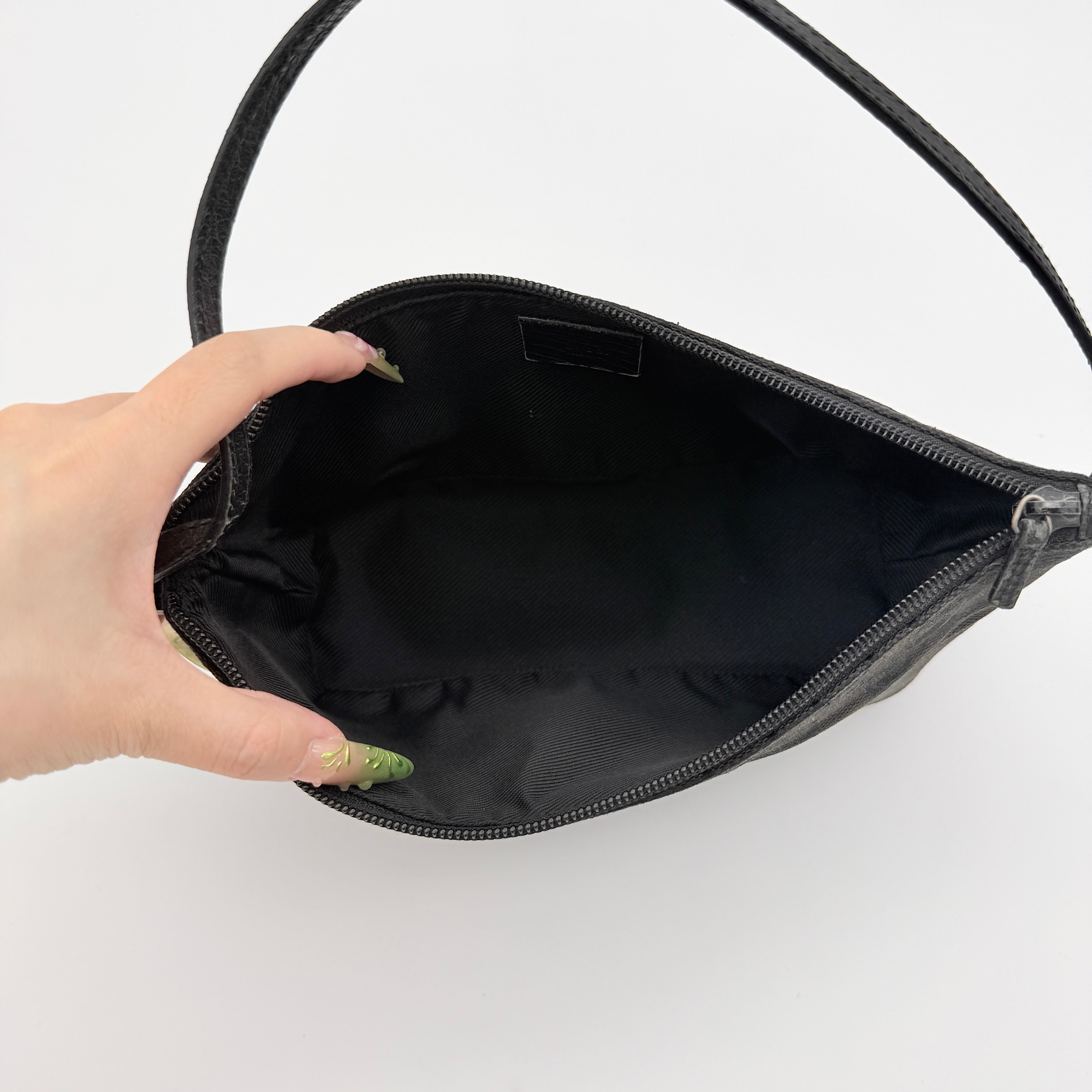 Gucci GG Monogram Pochette Boat Shoulder Bag Black