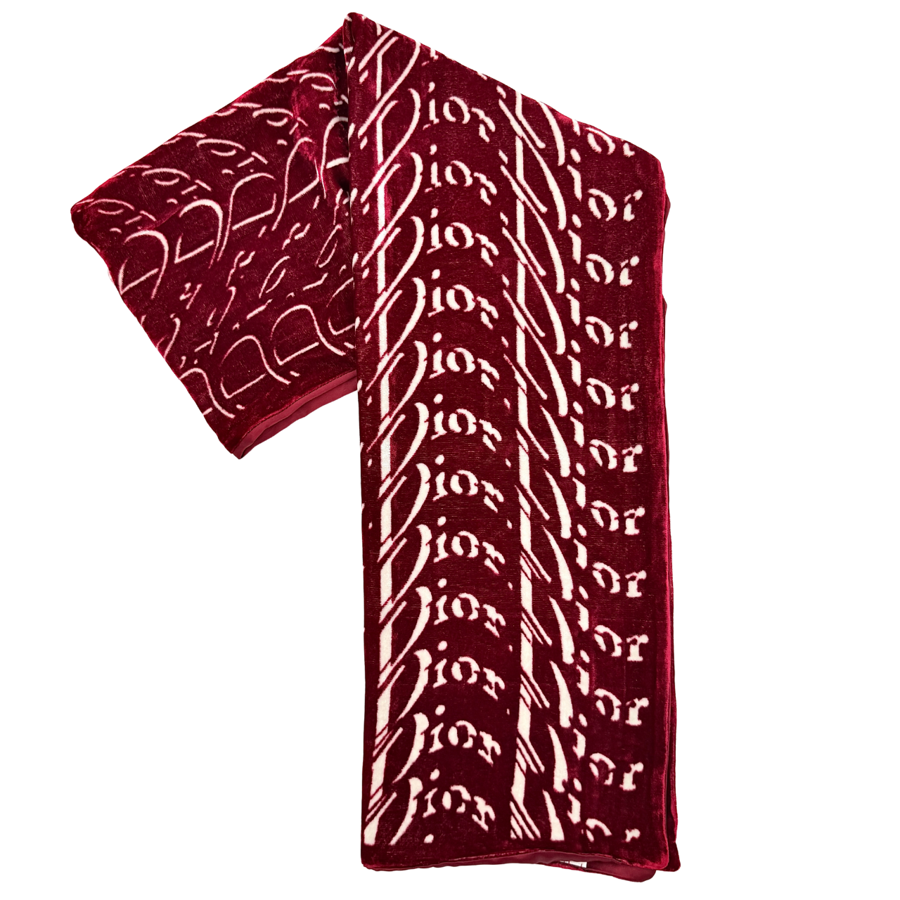 Dior Logo Velour Stole Scarf Red/White