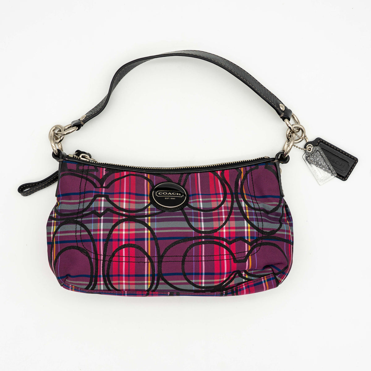 Coach 2Way Signature Poppy Tartan Shoulder Bag Multi
