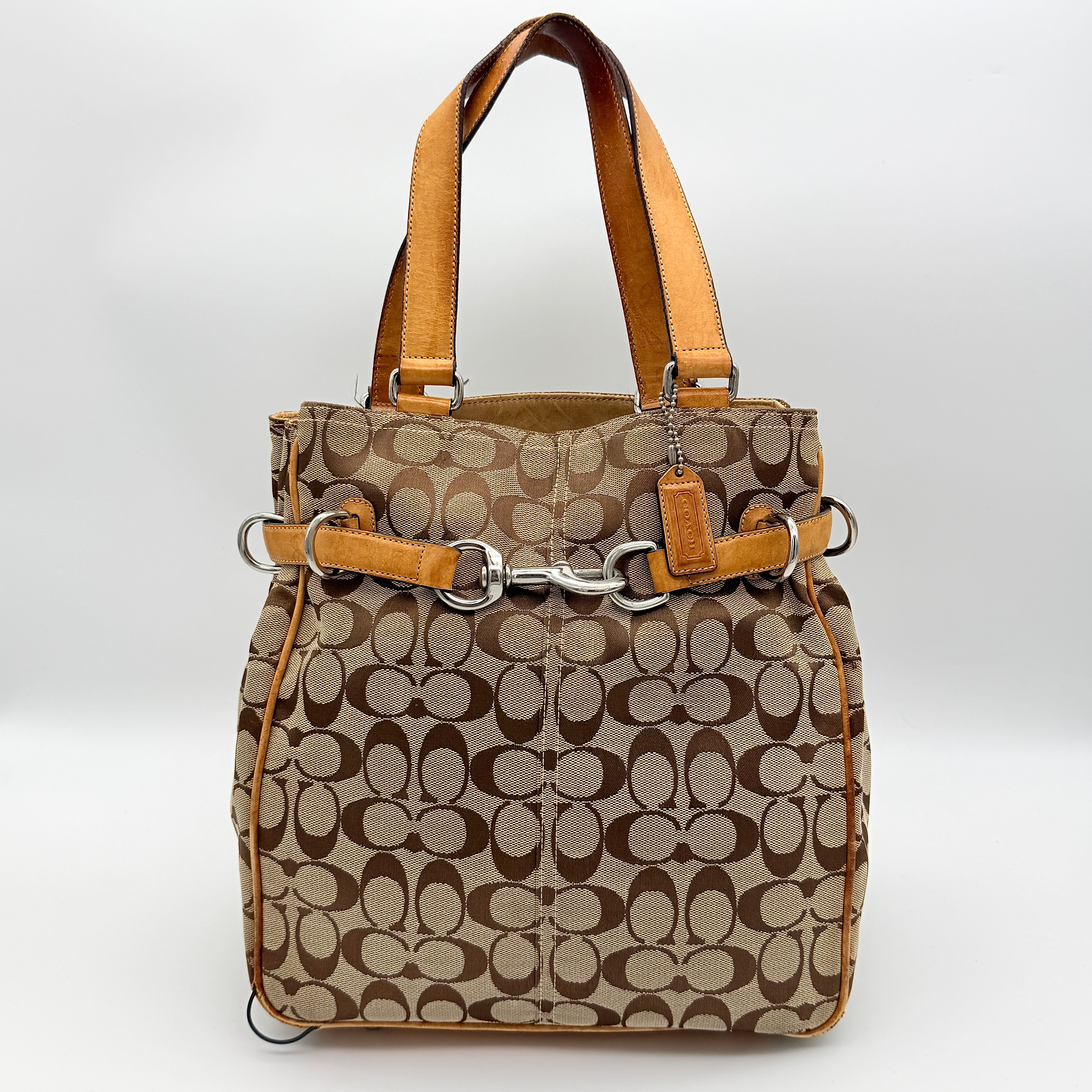 Coach Signature Buckle Tote Bag Beige/Tan