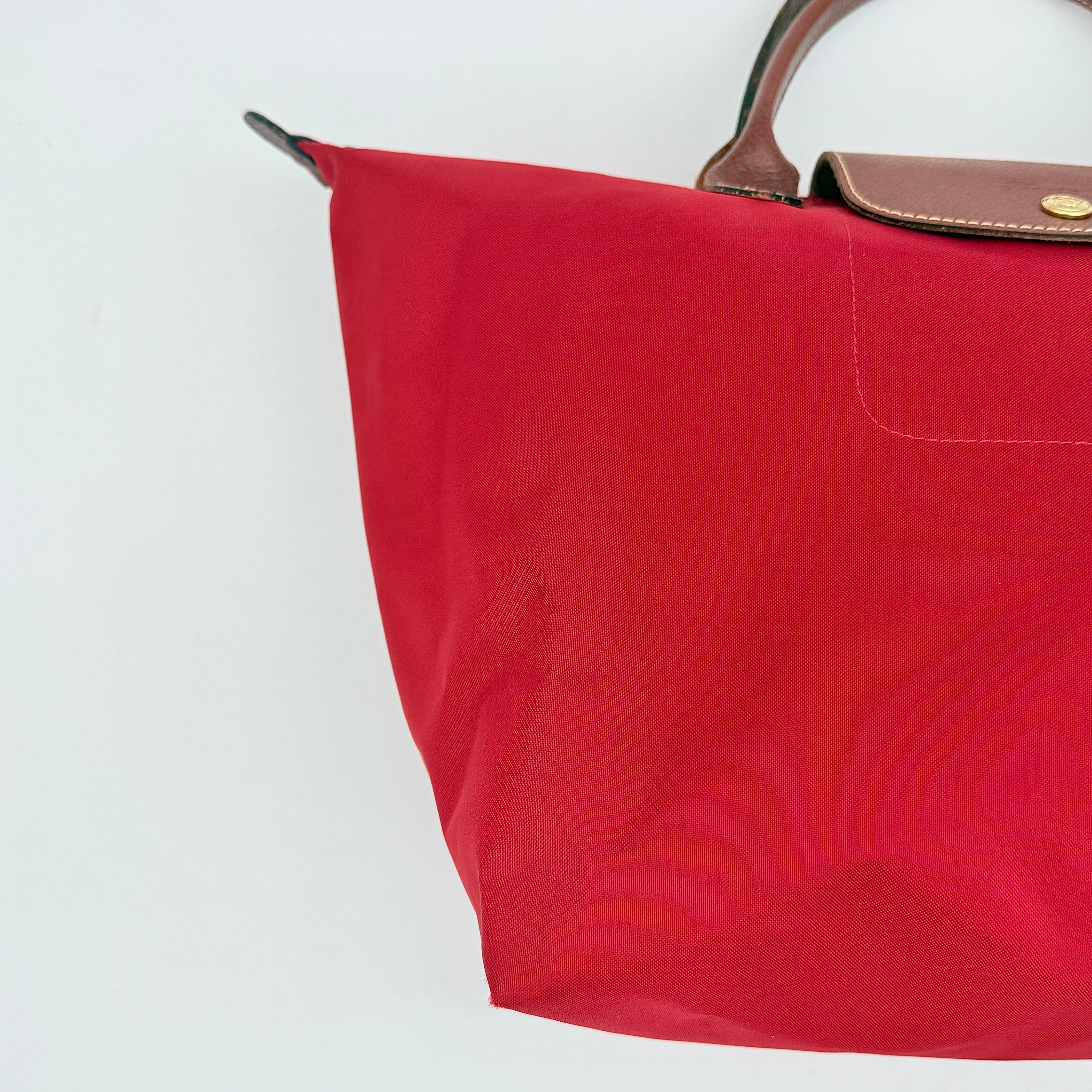 Longchamp Le Pliage Nylon Tote Bag Red/Brown