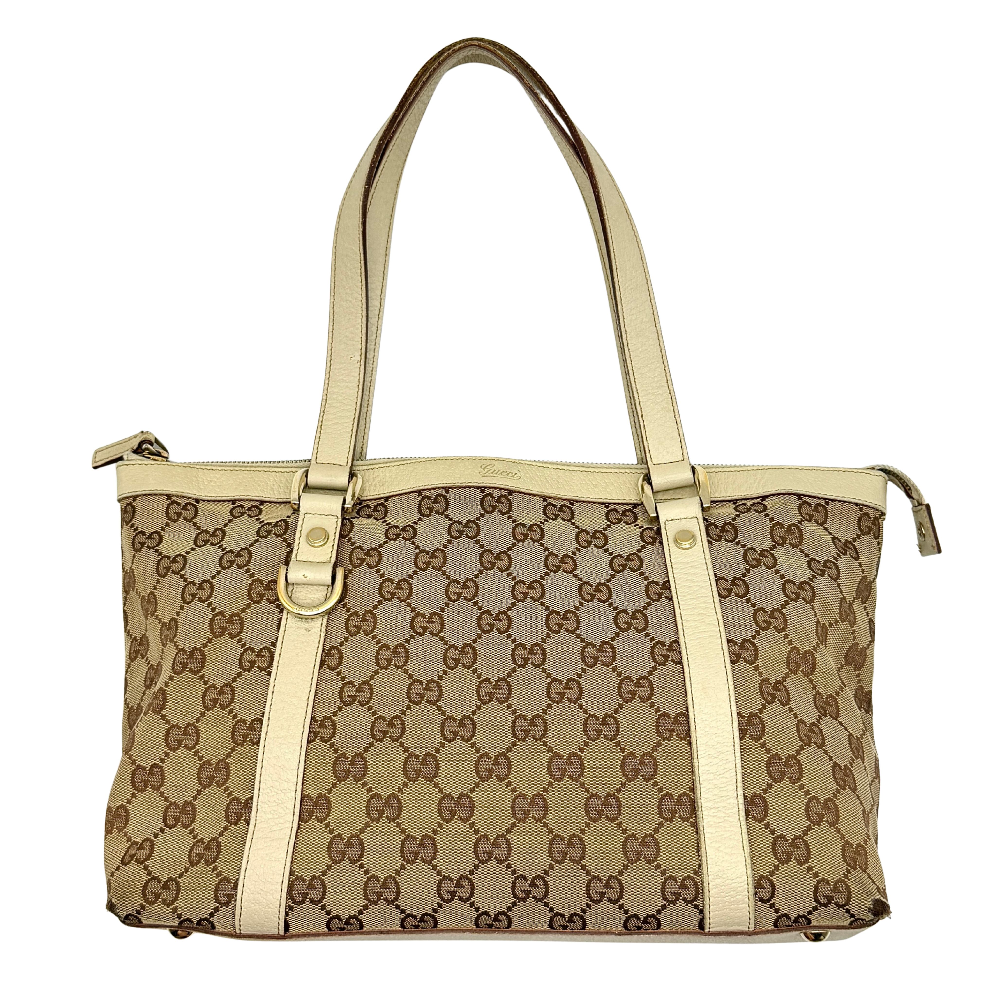 Gucci GG Monogram Abbey Shoulder Bag Beige/White