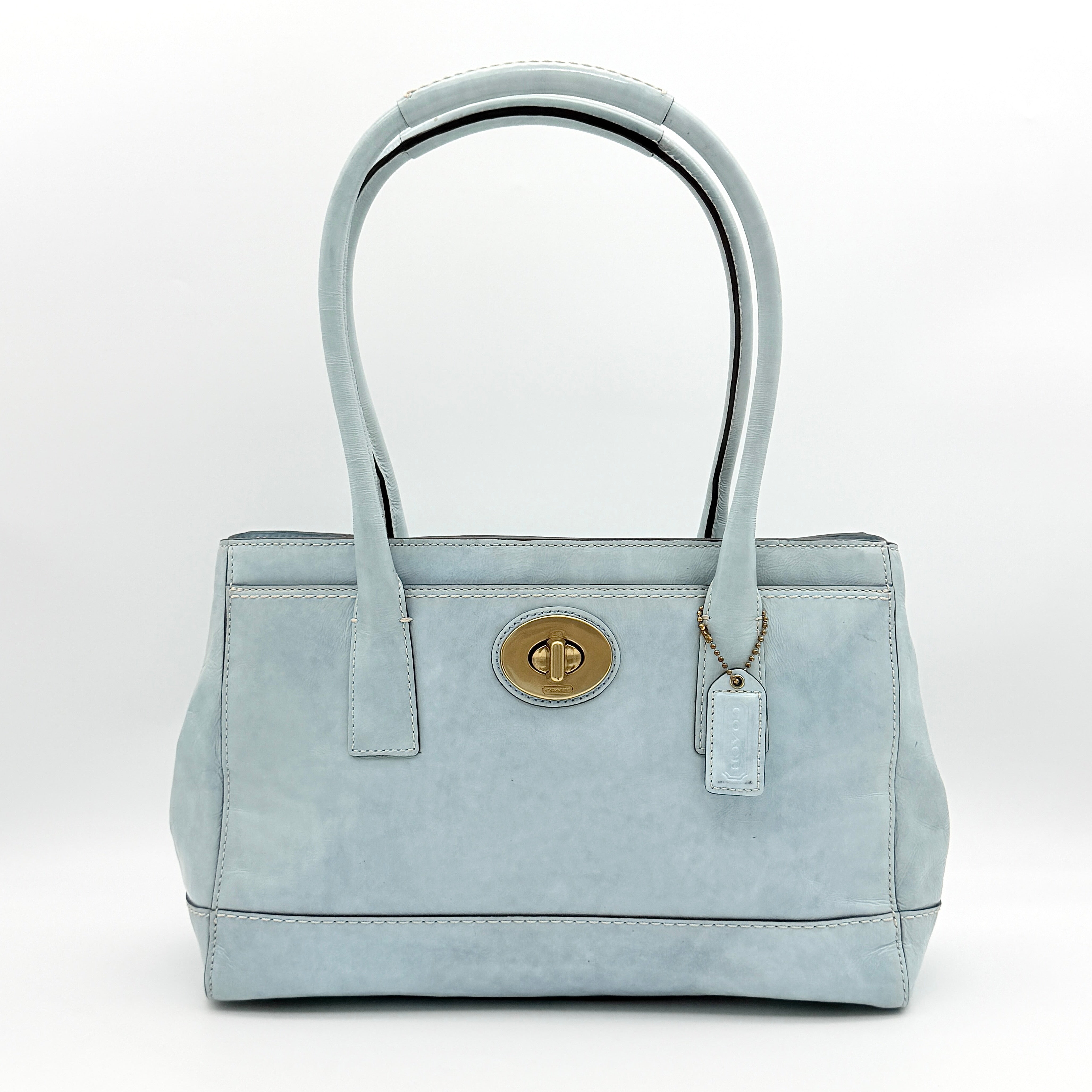 Coach Madeline Turnlock Handbag Baby Blue