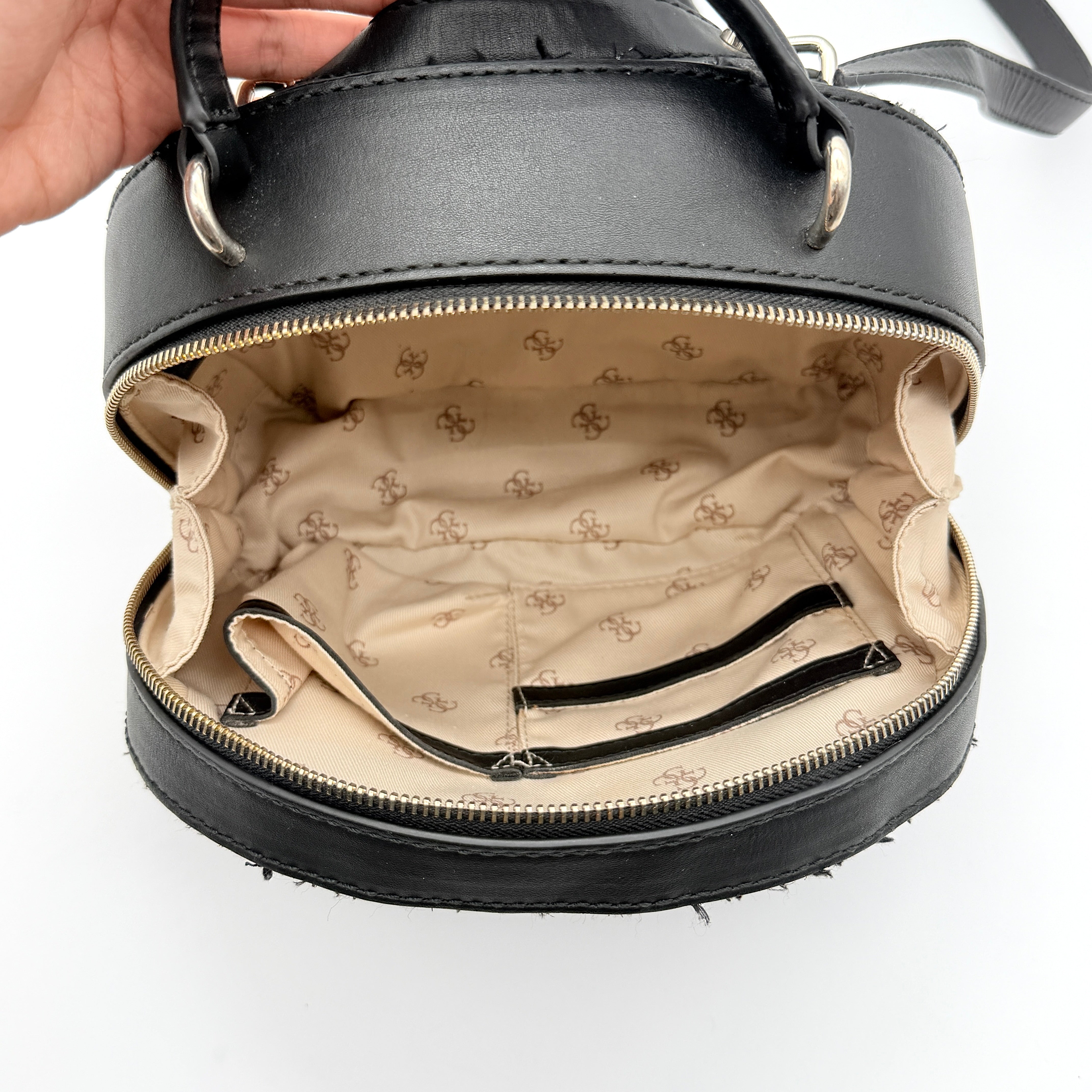 Guess Viola Tweed Convertible Crossbody Backpack Black