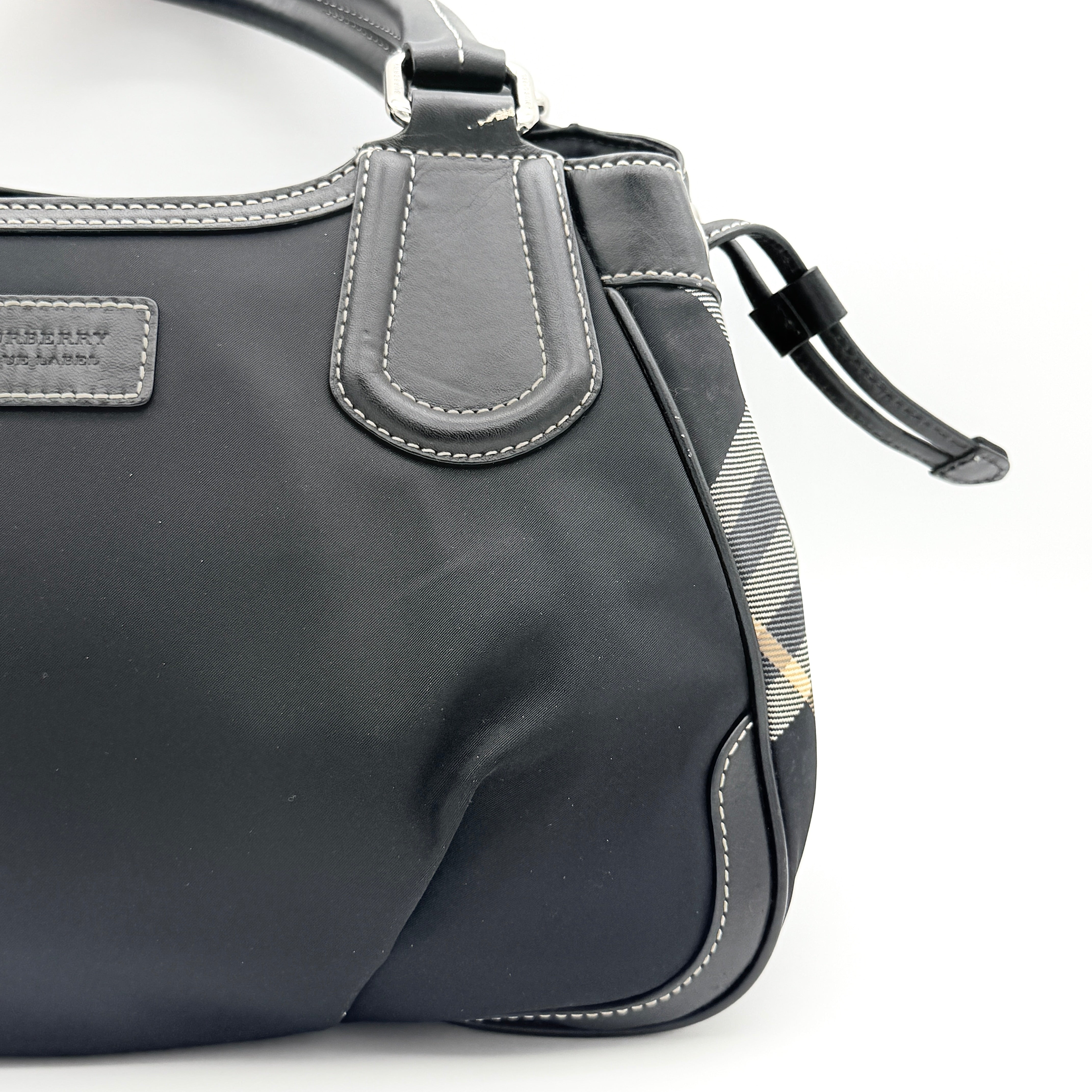 Burberry Blue Label Nova Check Logo Nylon Shoulder bag Black/Grey