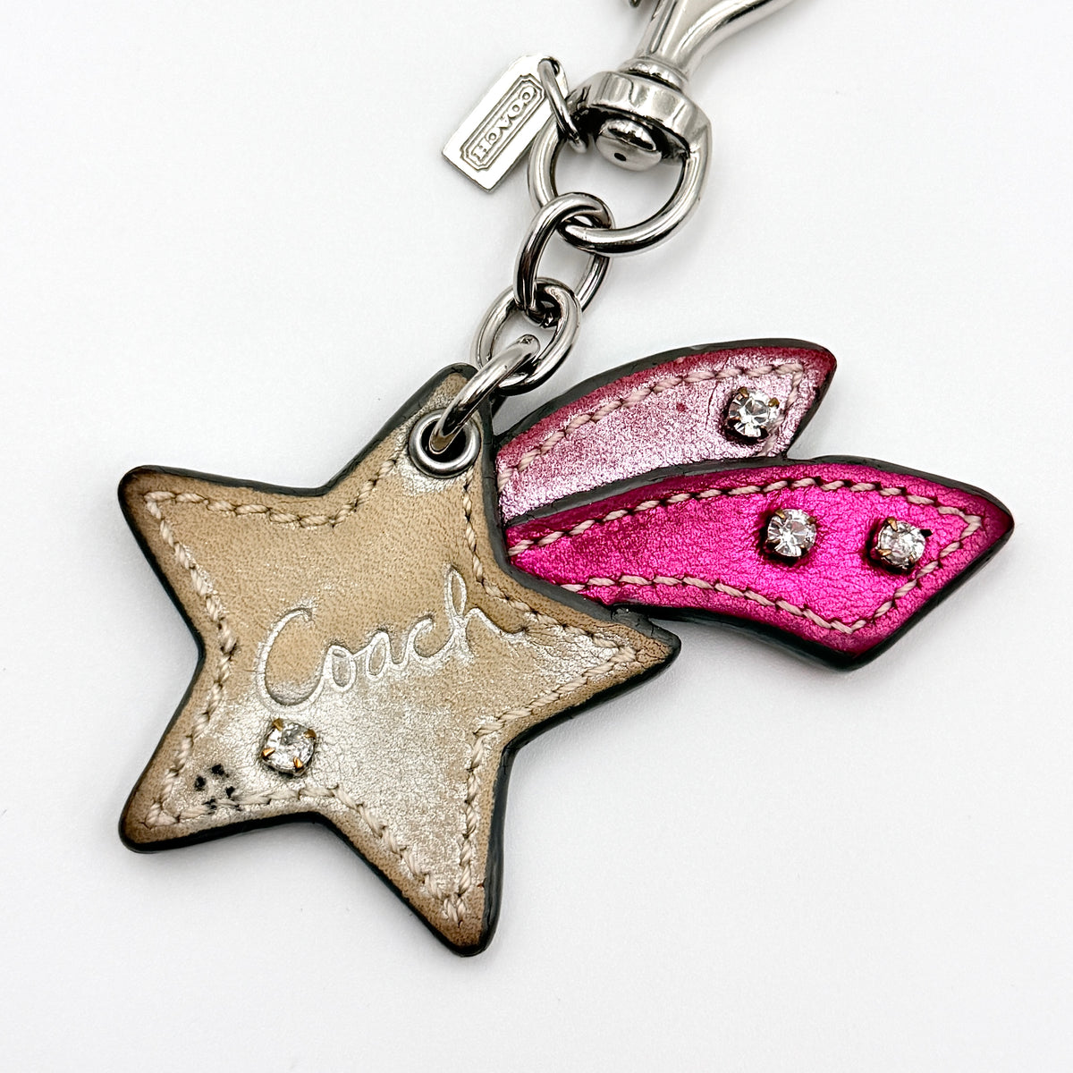 Coach Poppy Leather Shooting Star Bag Charm Pink
