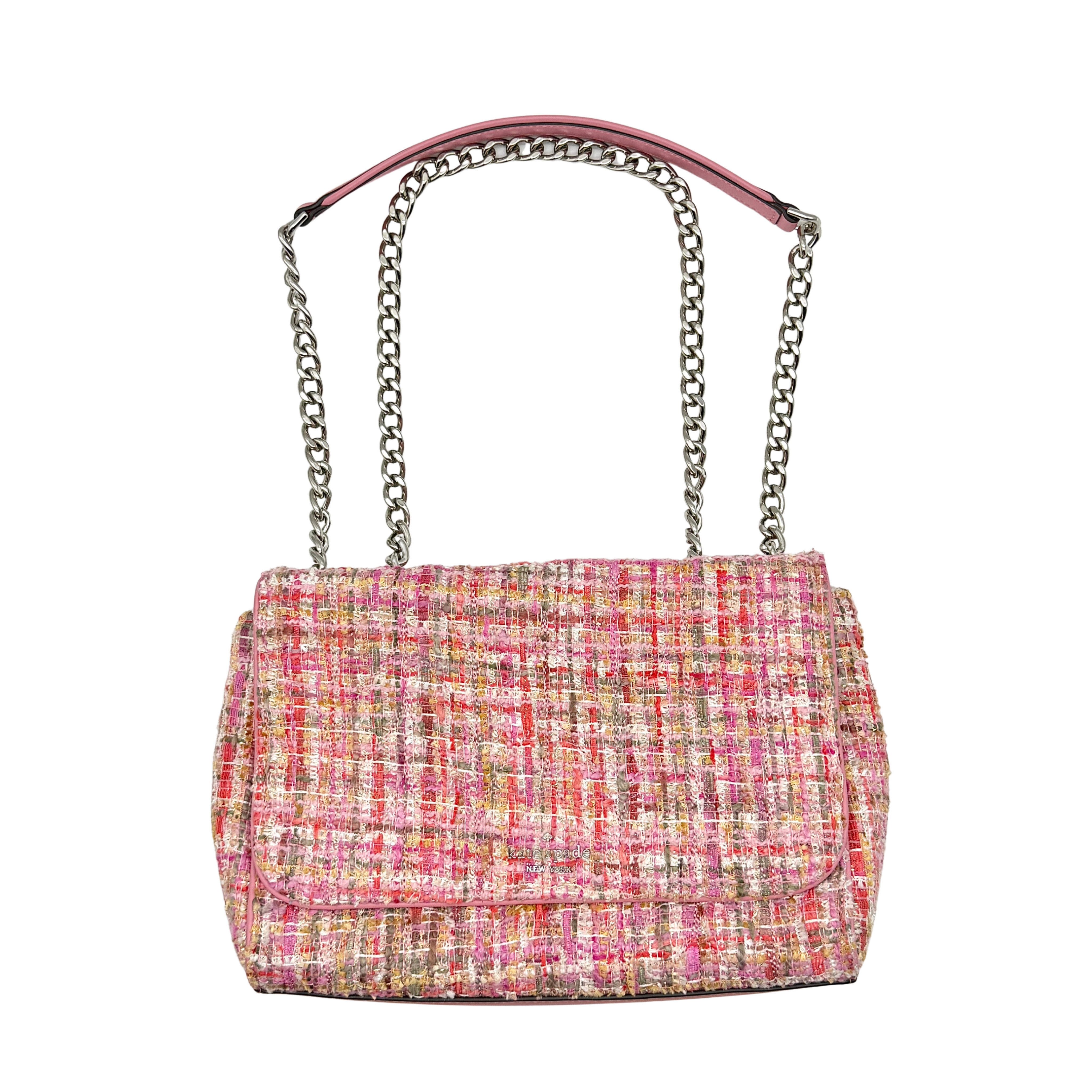 Kate Spade 2Way Briar Lane Emelyn Quilted Tweed Shoulder Bag Pink