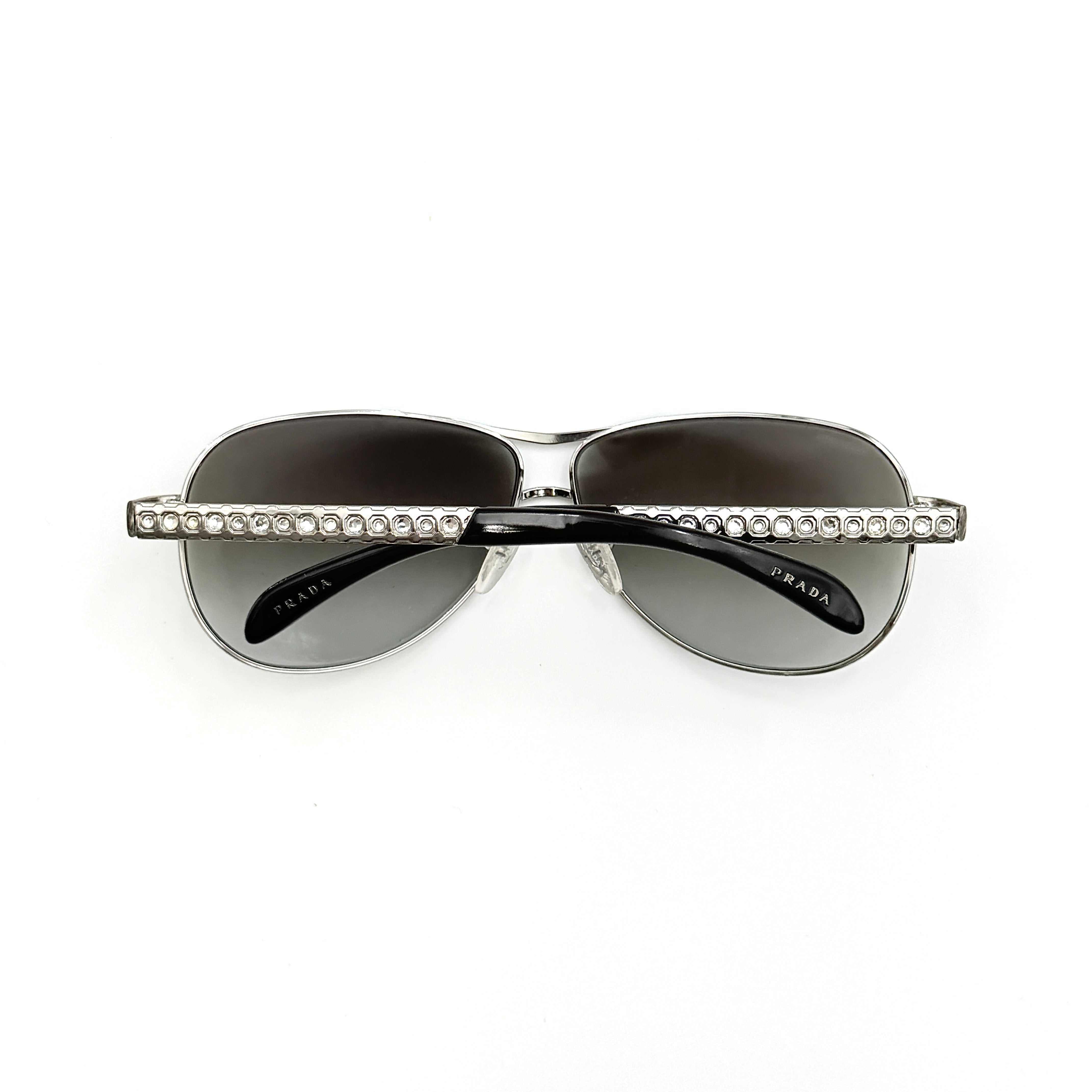 Prada SPR56I Rhinestone Sunglasses Silver