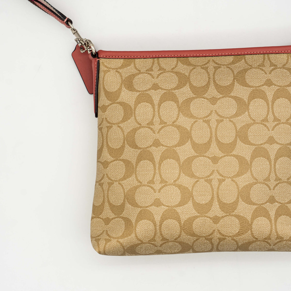 Coach Signature Script File Crossbody Bag Beige/Burgundy