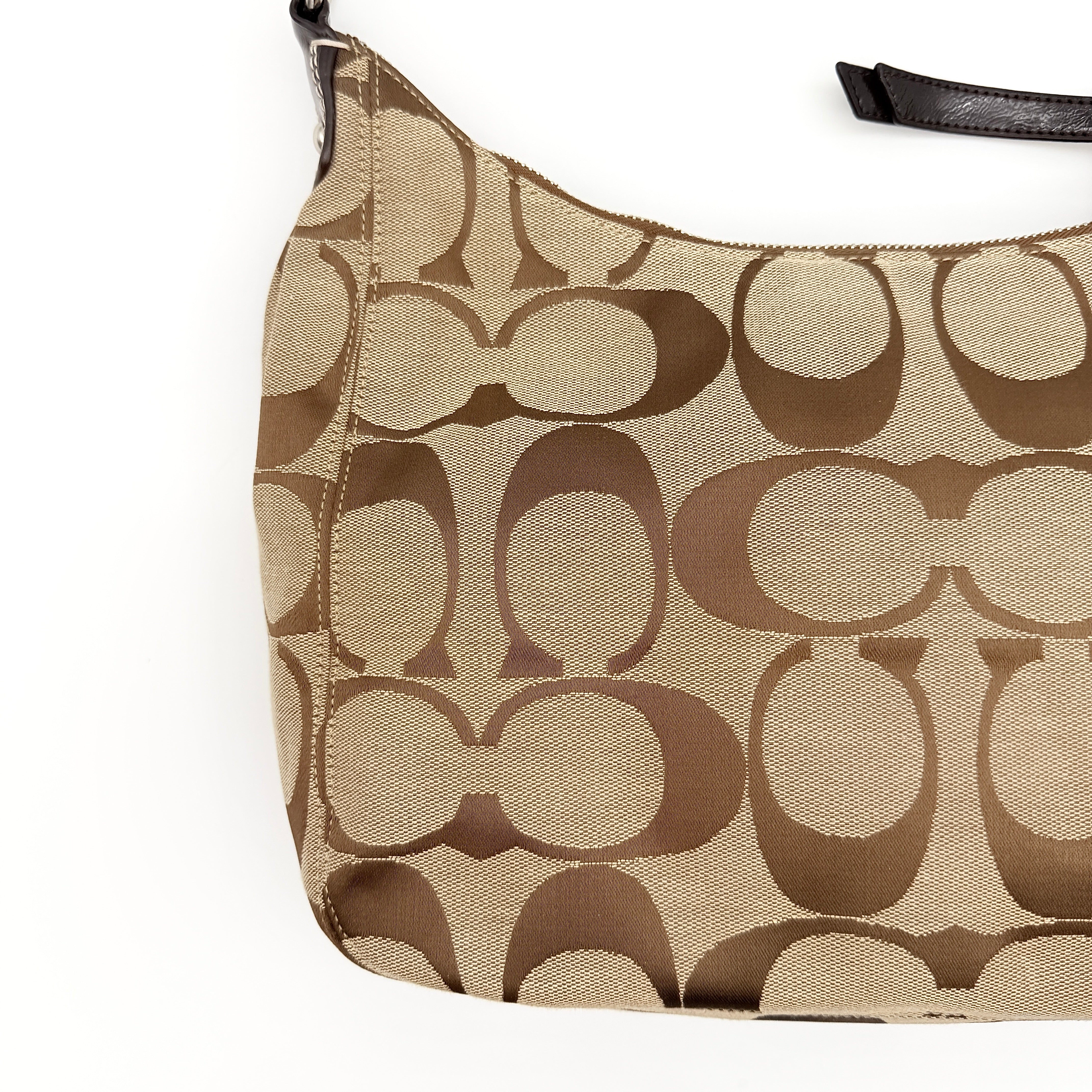Coach Signature Stripe Shoulder Bag Brown/Beige