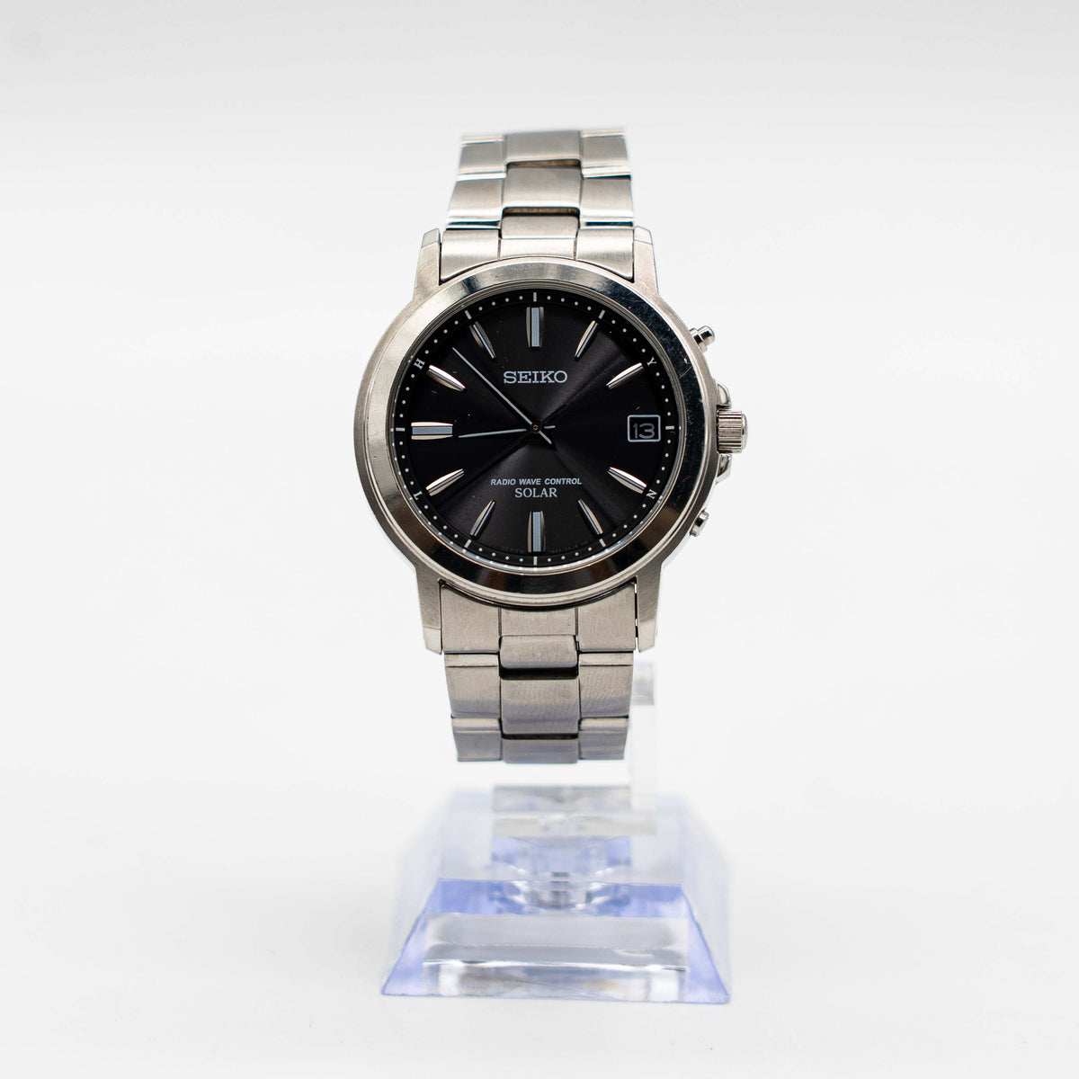 Seiko 7B52-0AF0 Black Dial Stainless Steel Watch