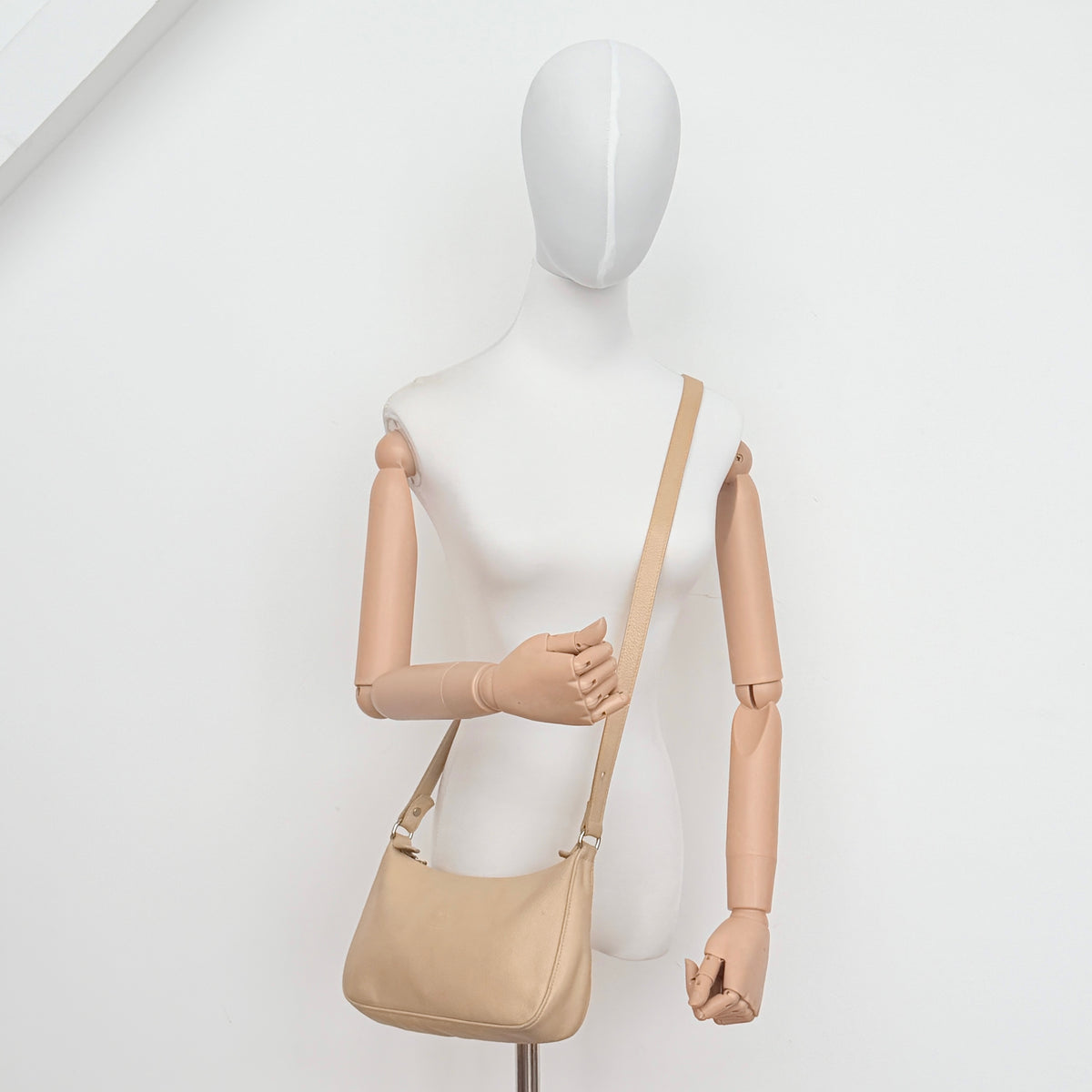Longchamp 2Way Leather Shoulder Bag Beige