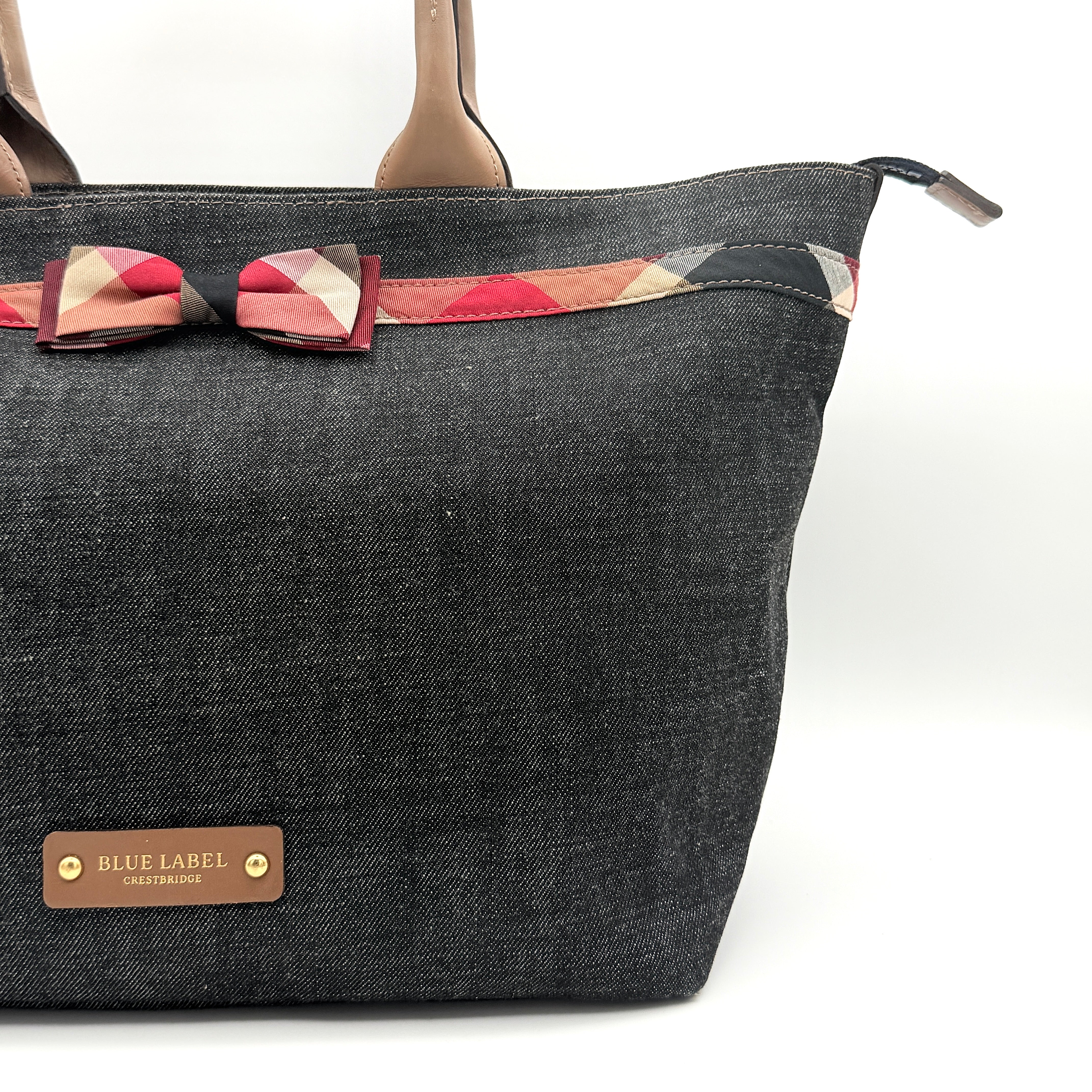 Burberry Blue Label Crestbridge Ribbon Denim Shoulder Bag Blue/Brown