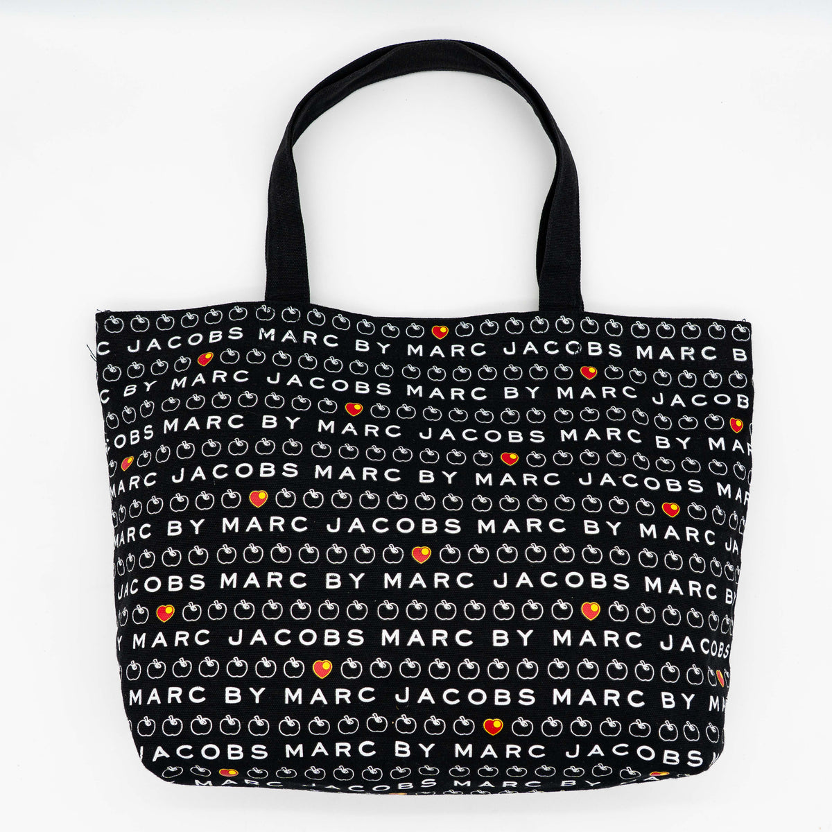 Marc by Marc Jacobs Monogram Apple Heart Tote Bag Black/White