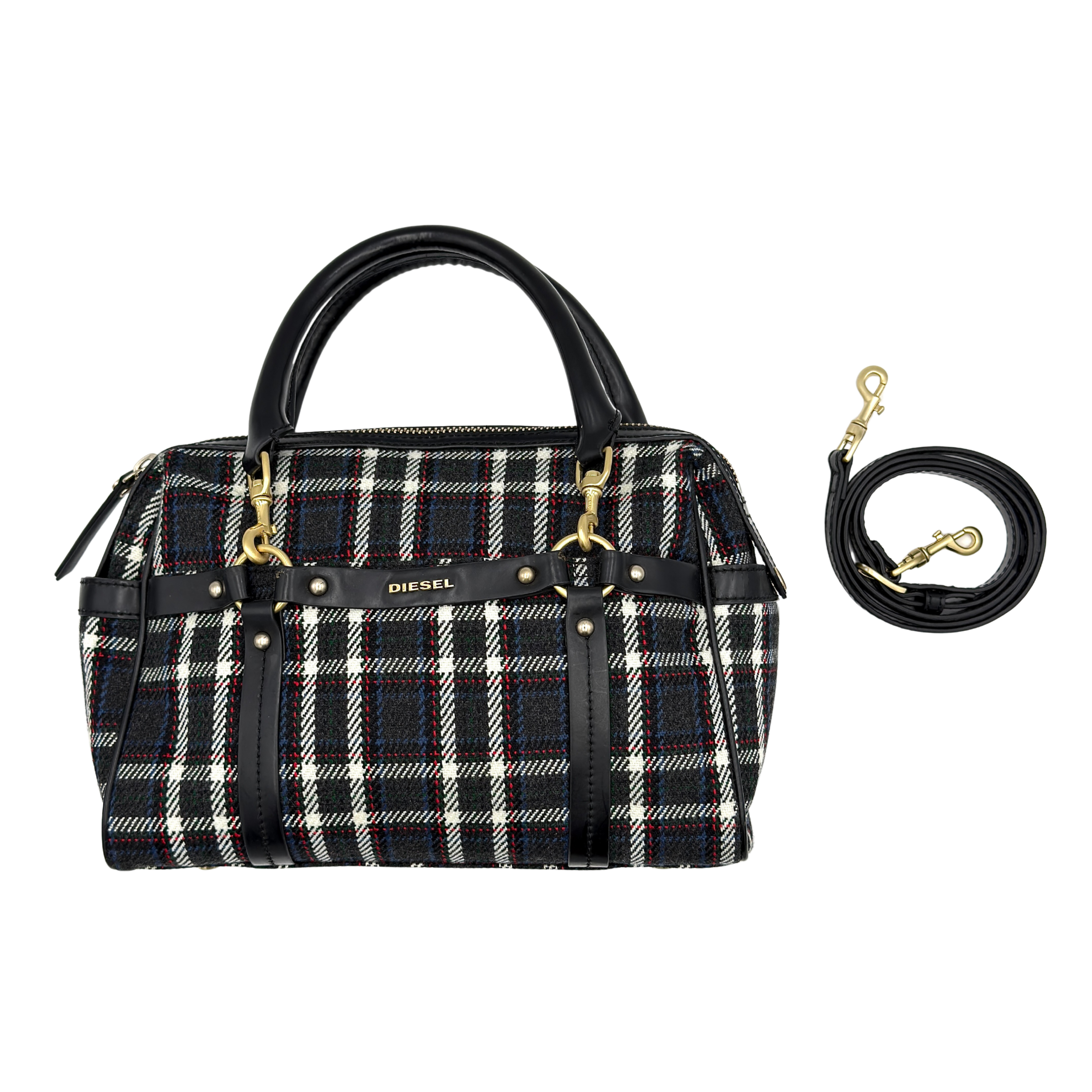 Diesel 2Way Tartan Plaid Handbag Multicolor