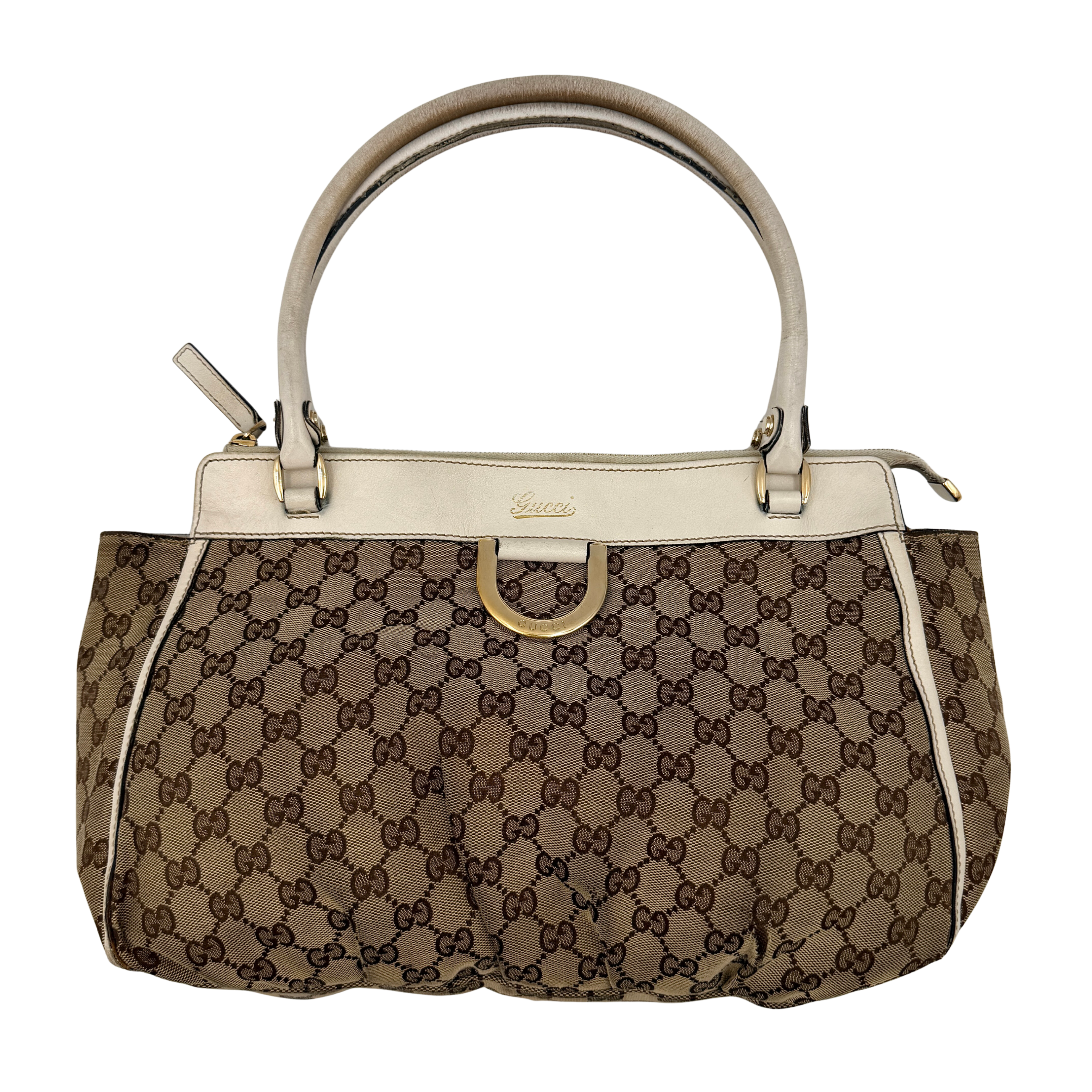 Gucci GG Monogram Abbey D-Ring Shoulder Bag Beige/White