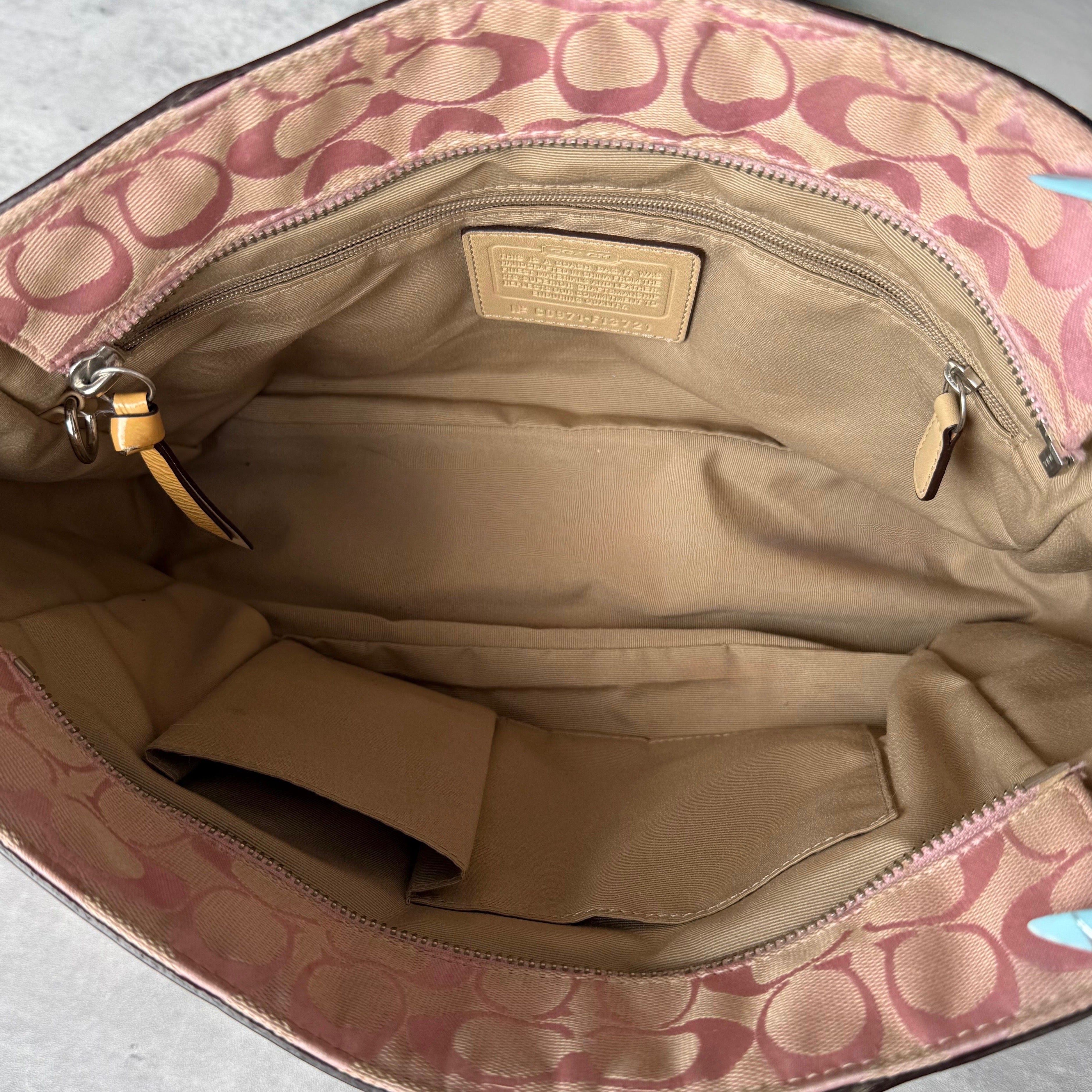 Coach Y2K Signature Patchwork Gallery Tote Bag Beige/Pink
