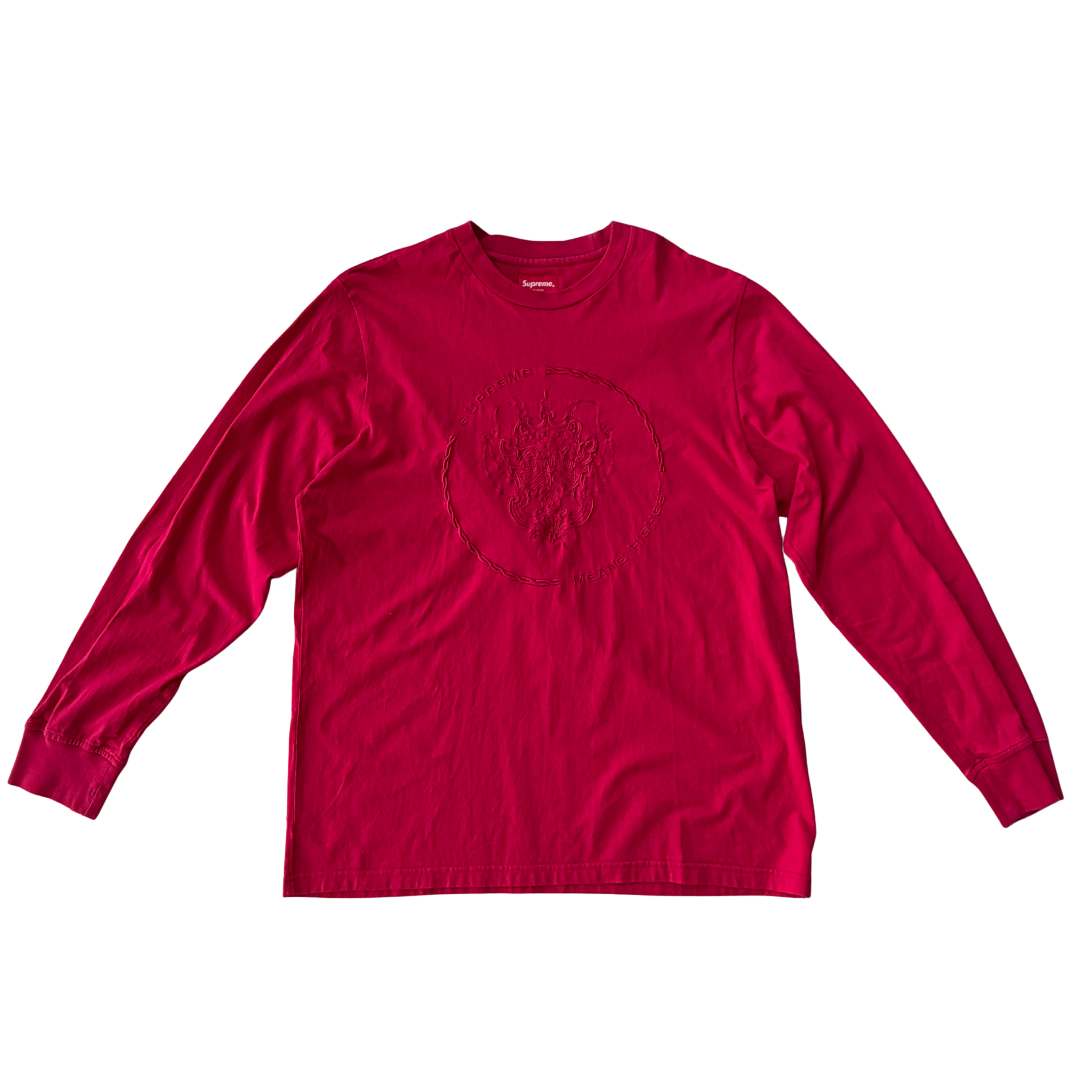 (L) Supreme Crest Long Sleeve Shirt Red