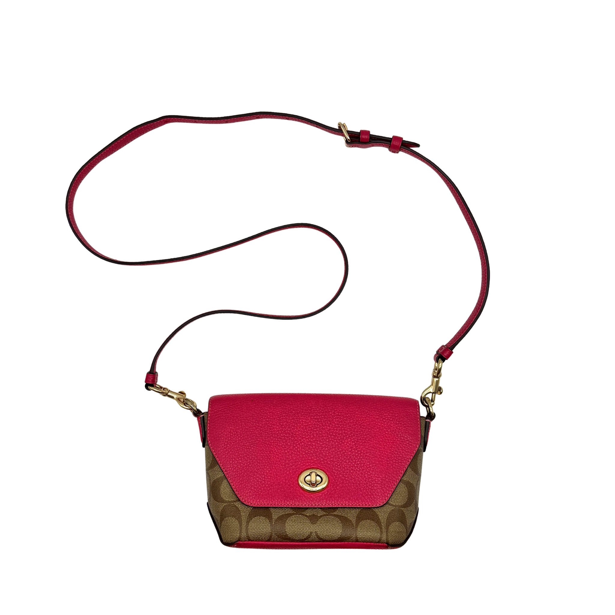 Coach Signature Karlee Crossbody Bag Pink/Beige