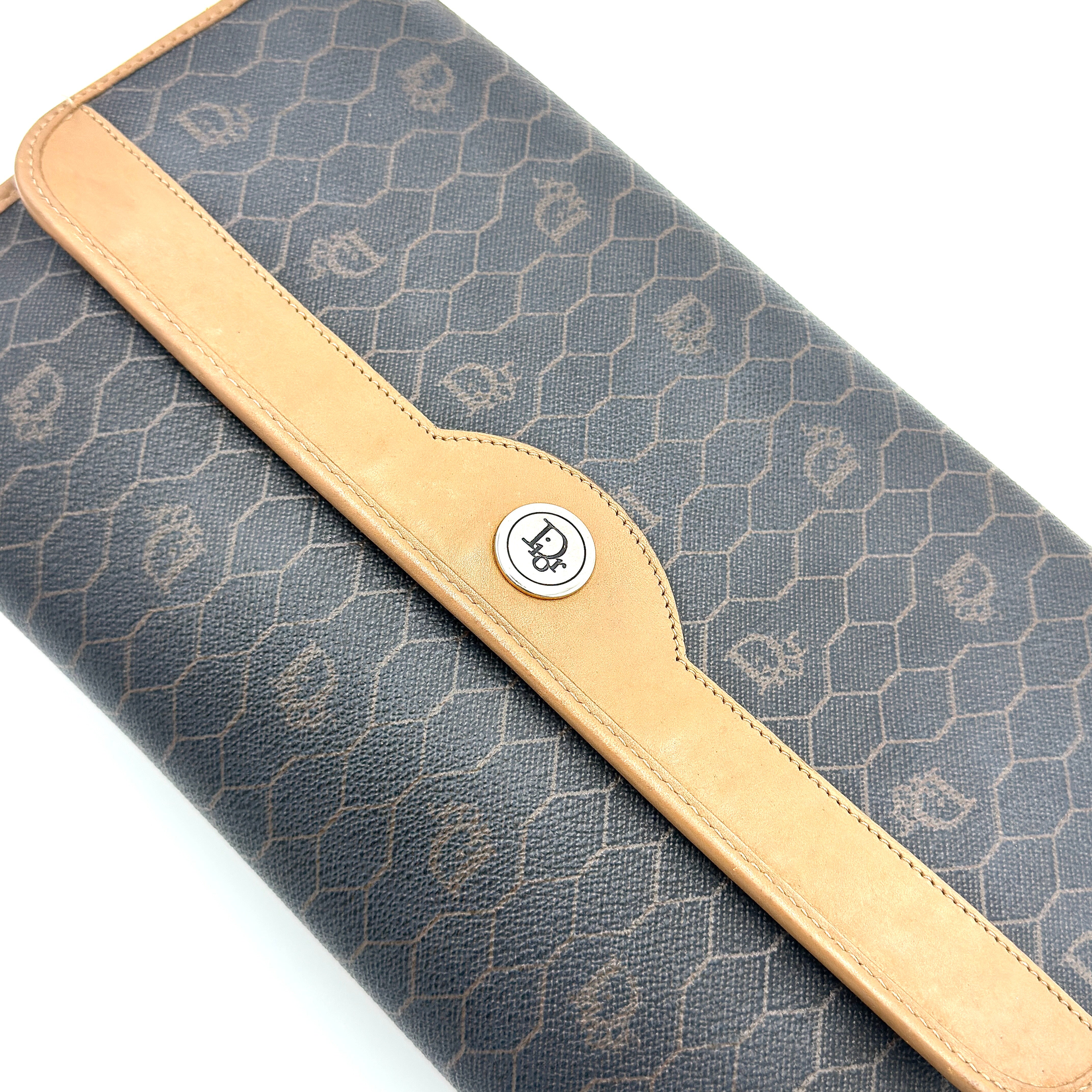 Dior Honeycomb Canvas Chain Shoulder Bag Brown