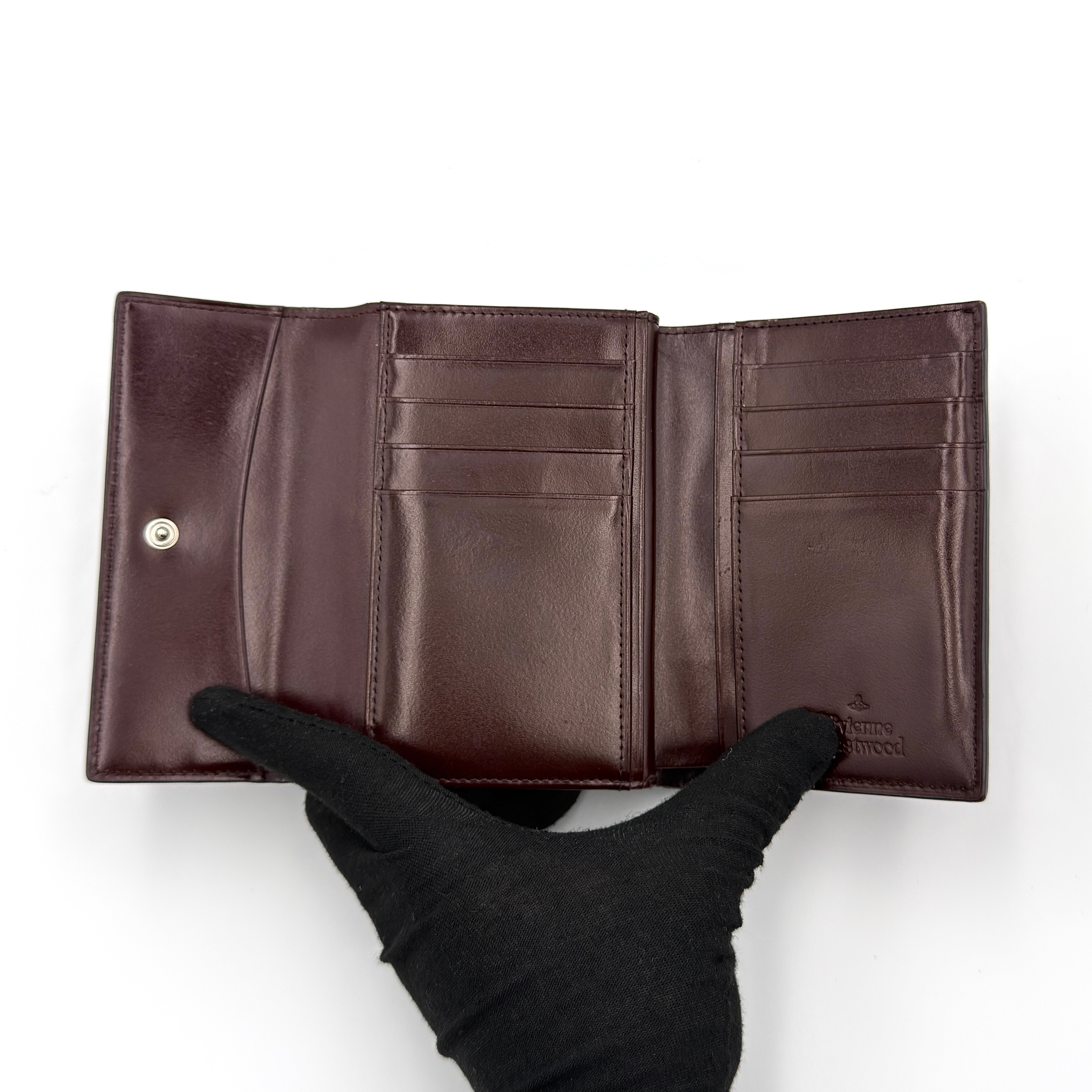 Vivienne Westwood Mini Orb Trifold Wallet Burgundy
