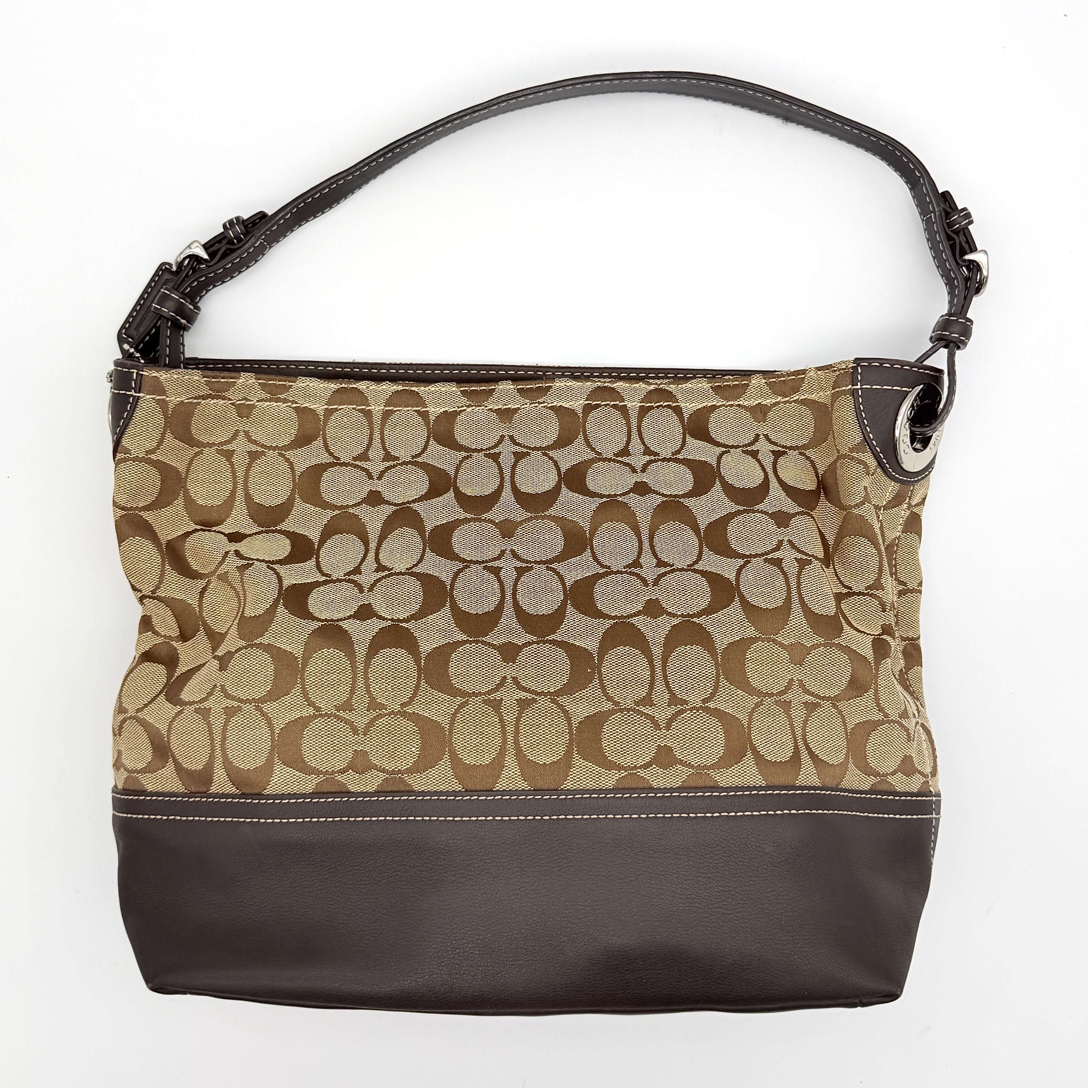 Coach Signature Park Hobo Shoulder Bag Beige/Brown