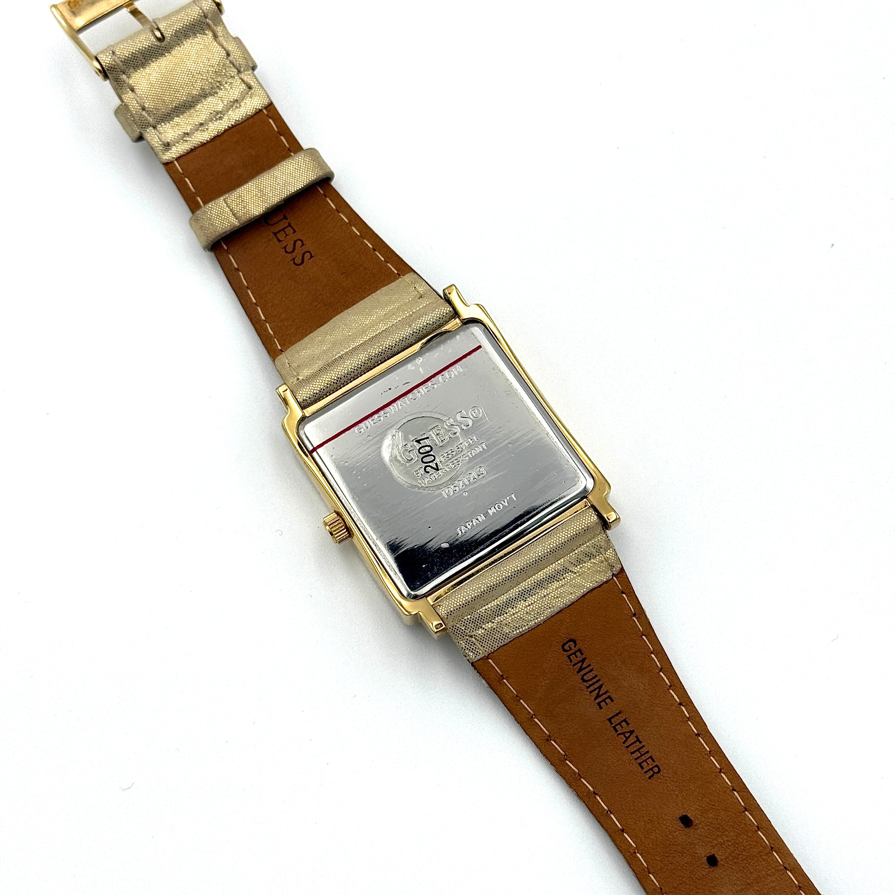 Guess Crystal Bezel Square Watch Gold