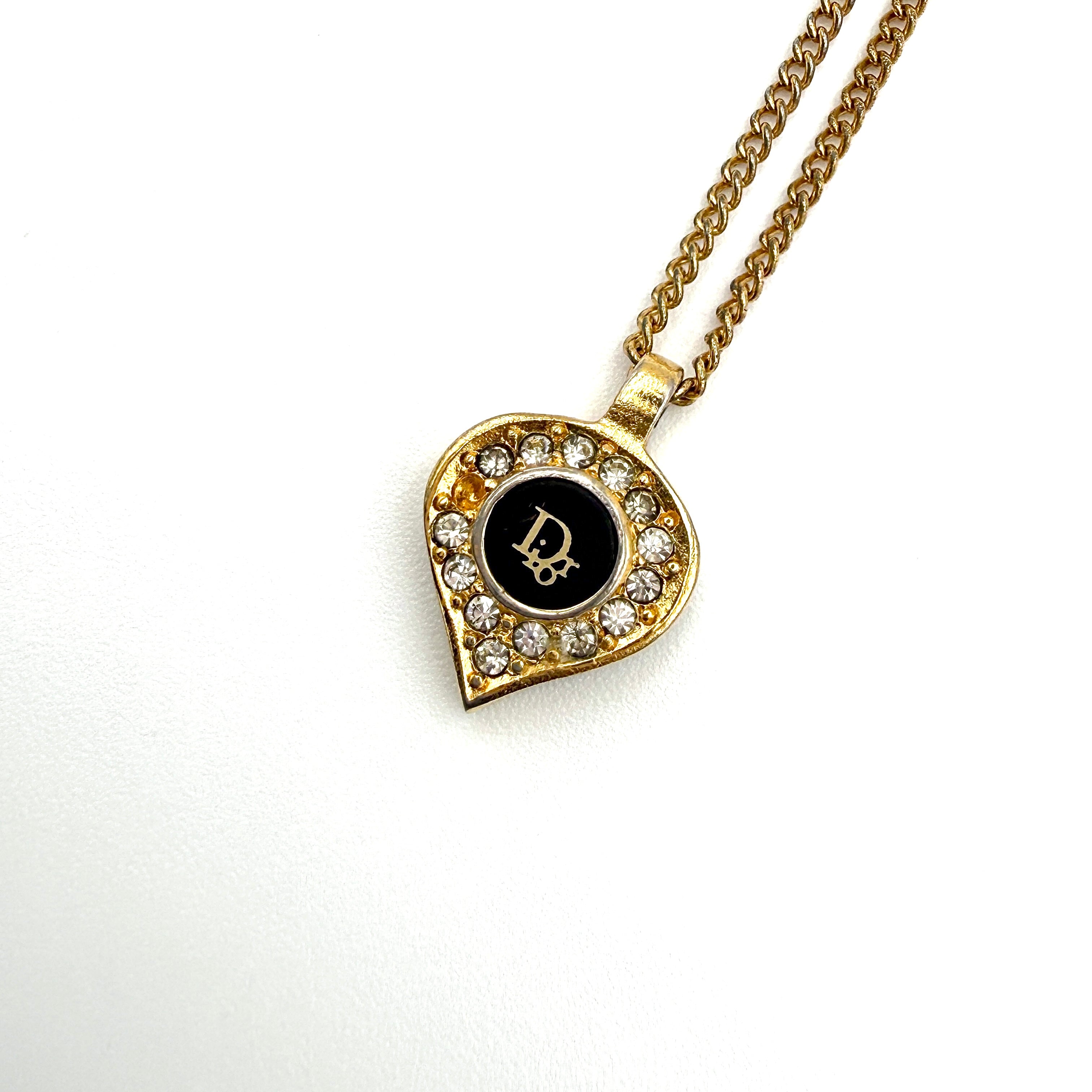 Dior Rhinestone Necklace Gold